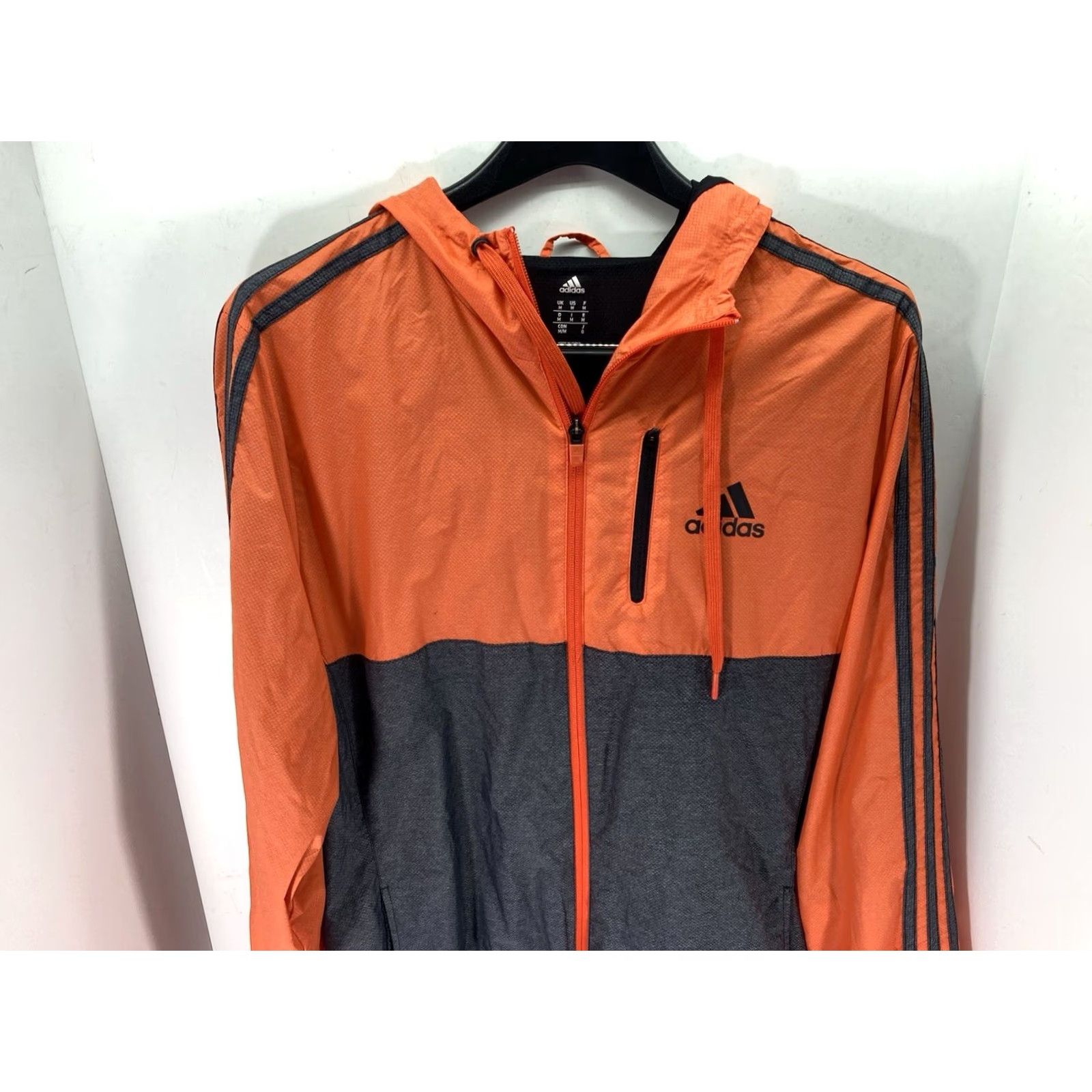 Adidas Adidas Track Jacket Men M Gray Full Zip Hood Nylon Lined Casual Orange Size US M / EU 48-50 / 2 - 2 Thumbnail
