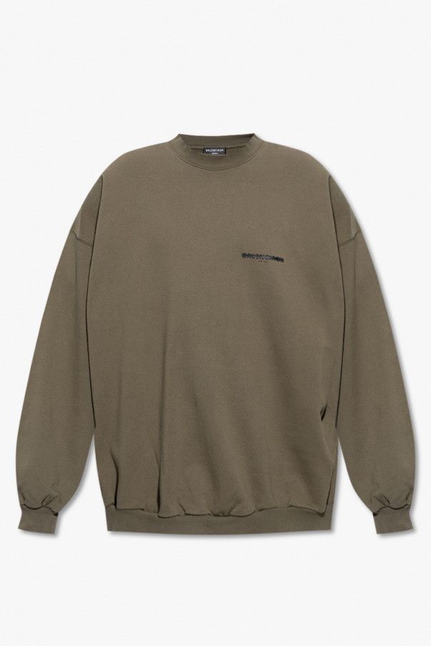 image of Balenciaga O1Mt1Gz0424 Strike 1917 Oversized Sweatshirt In Khaki, Women's (Size Small)