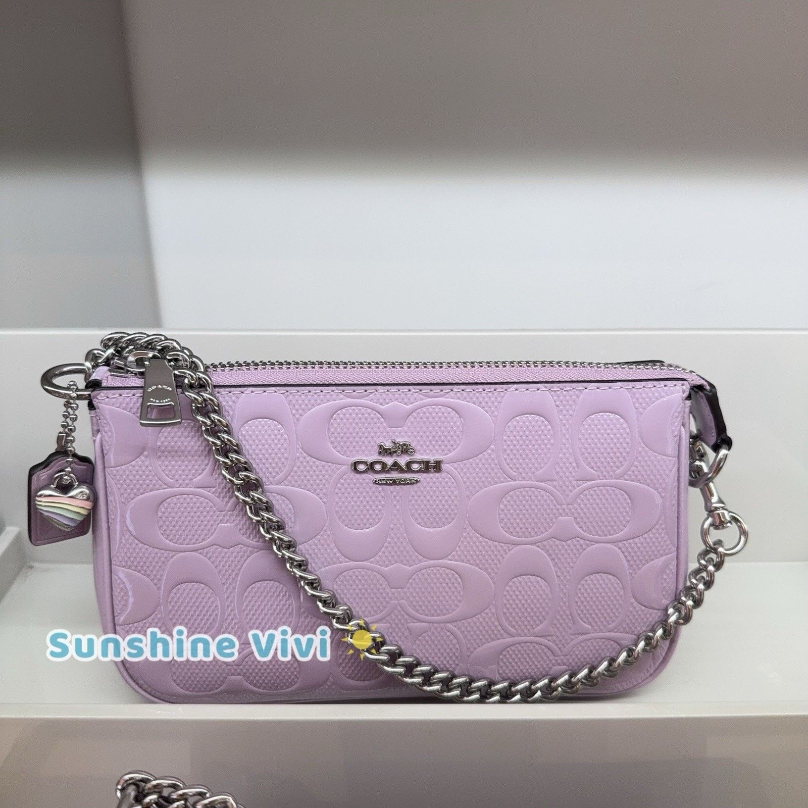 Coach NWT Coach Nolita 19 In Signature Leather Heart Charm CCZ27 Size ONE SIZE - 1 Thumbnail