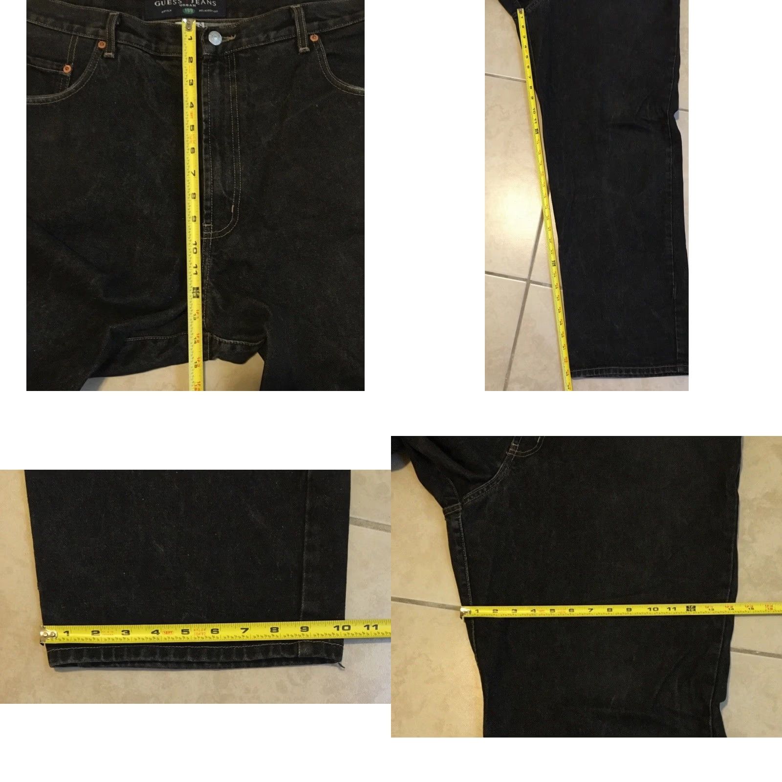 Guess VINTAGE GUESS Jeans 90s Distressed Baggy 40 Black Denim Silvertab Polar Butter Men Regular 33in Wide-Leg Grunge Rock USA Big Boy Inseam 33 Mens Jeans Size US 40 / EU 56 - 10 Thumbnail