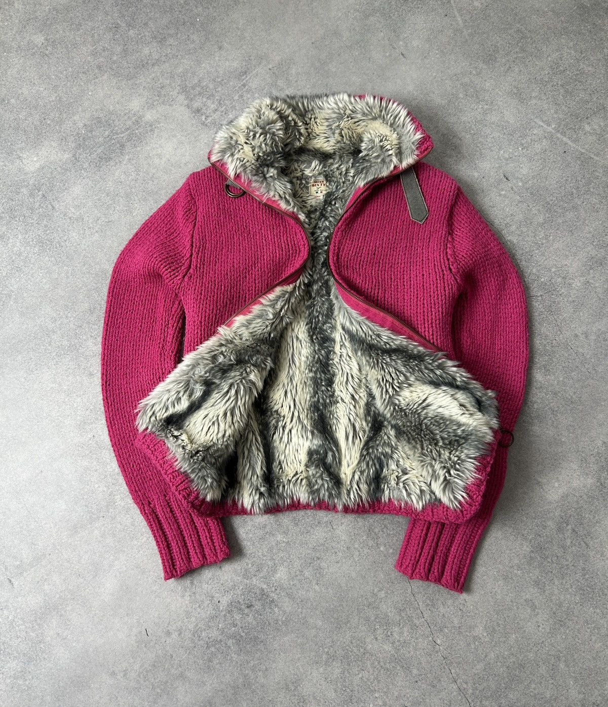 Miss Sixty Miss Sixty Y2K Fur pink knit-jacket women’s very rare Size L / US 10 / IT 46 - 1 Thumbnail