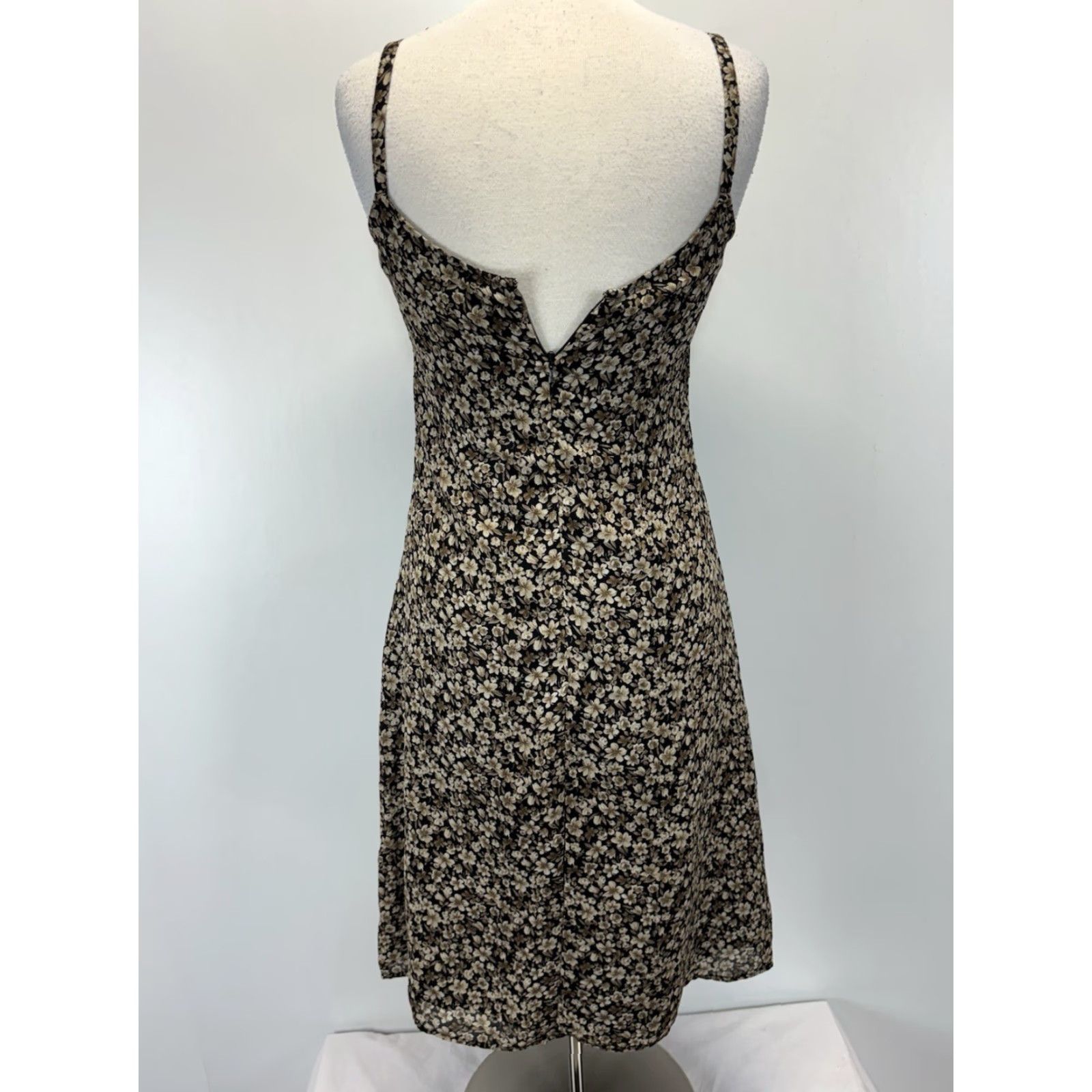 Vintage Yes Old Navy Vtg Floral Midi Dress 4 Sz Forest Fairy Brown Black  Grunge Skater Y2K