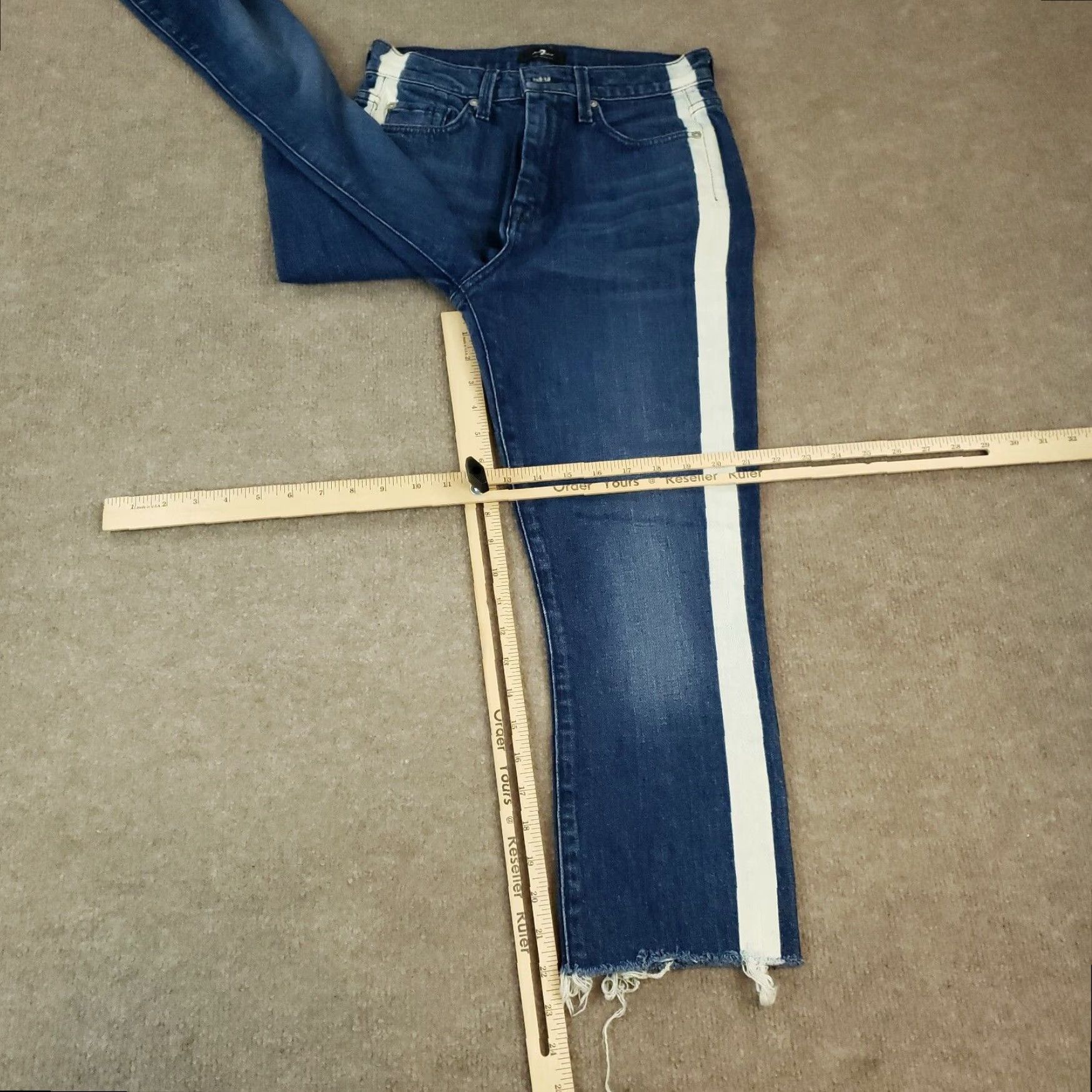 7 For All Mankind 7 For All Mankind High Waist Skinny Stretch Crop Jeans Blue Women's 25x22 Size 42" / US 20 - 2 Thumbnail
