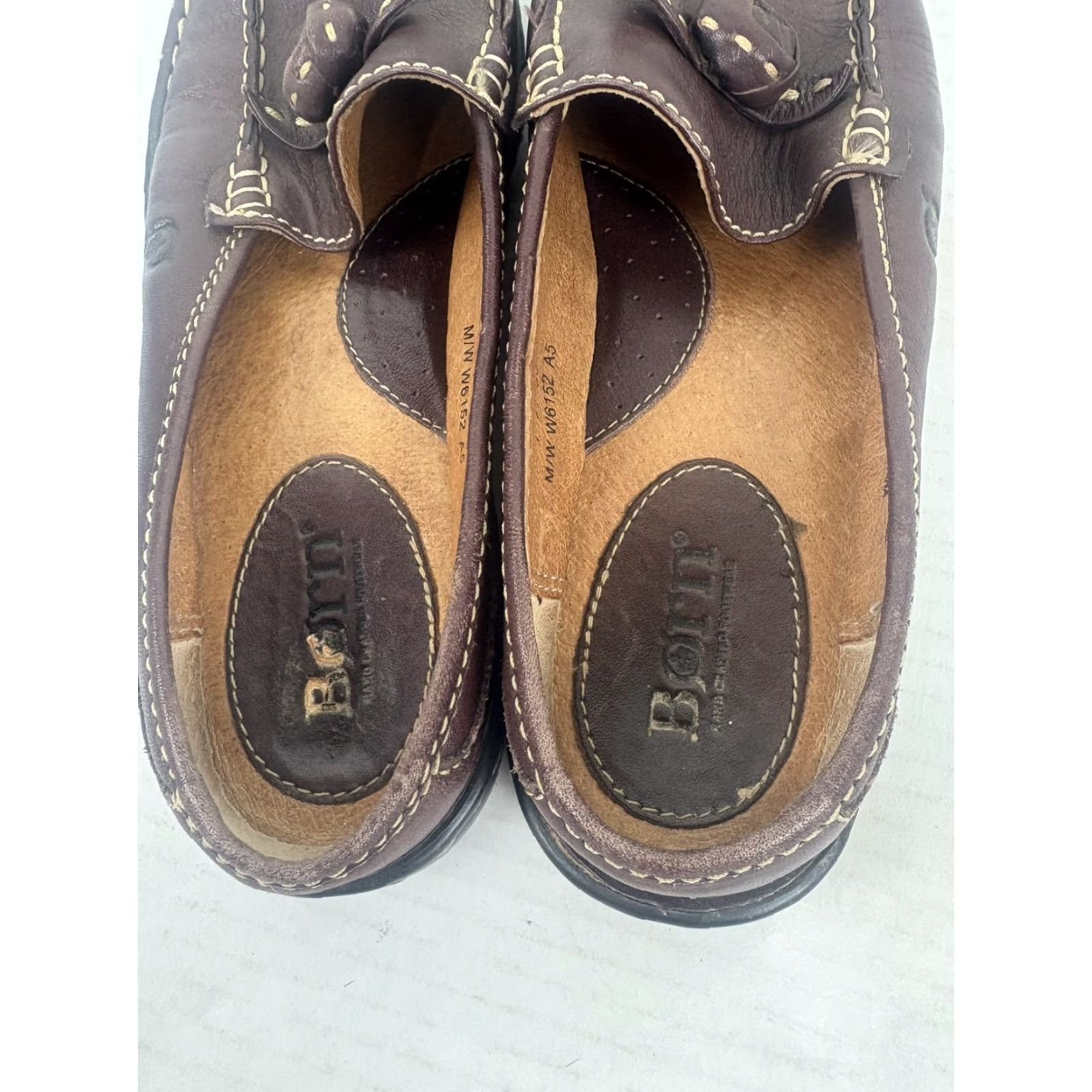 Born Born Women's Leather Flat Mules Size 7 Brown Casual Slip-On Comfort City Size US 7 / IT 37 - 6 Thumbnail