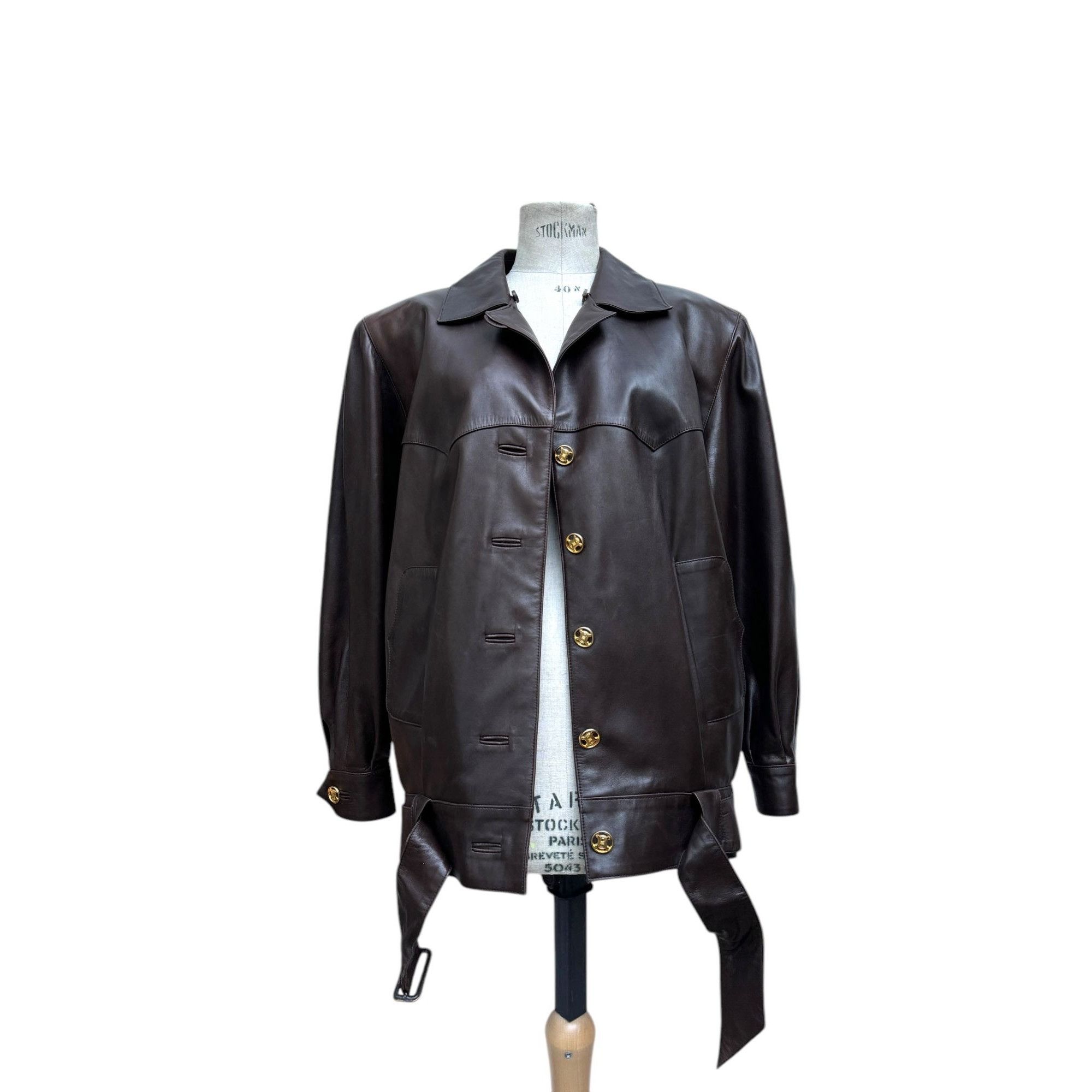 Hermes Brown Leather Belted Jacket Size L / US 10 / IT 46 - 4 Thumbnail
