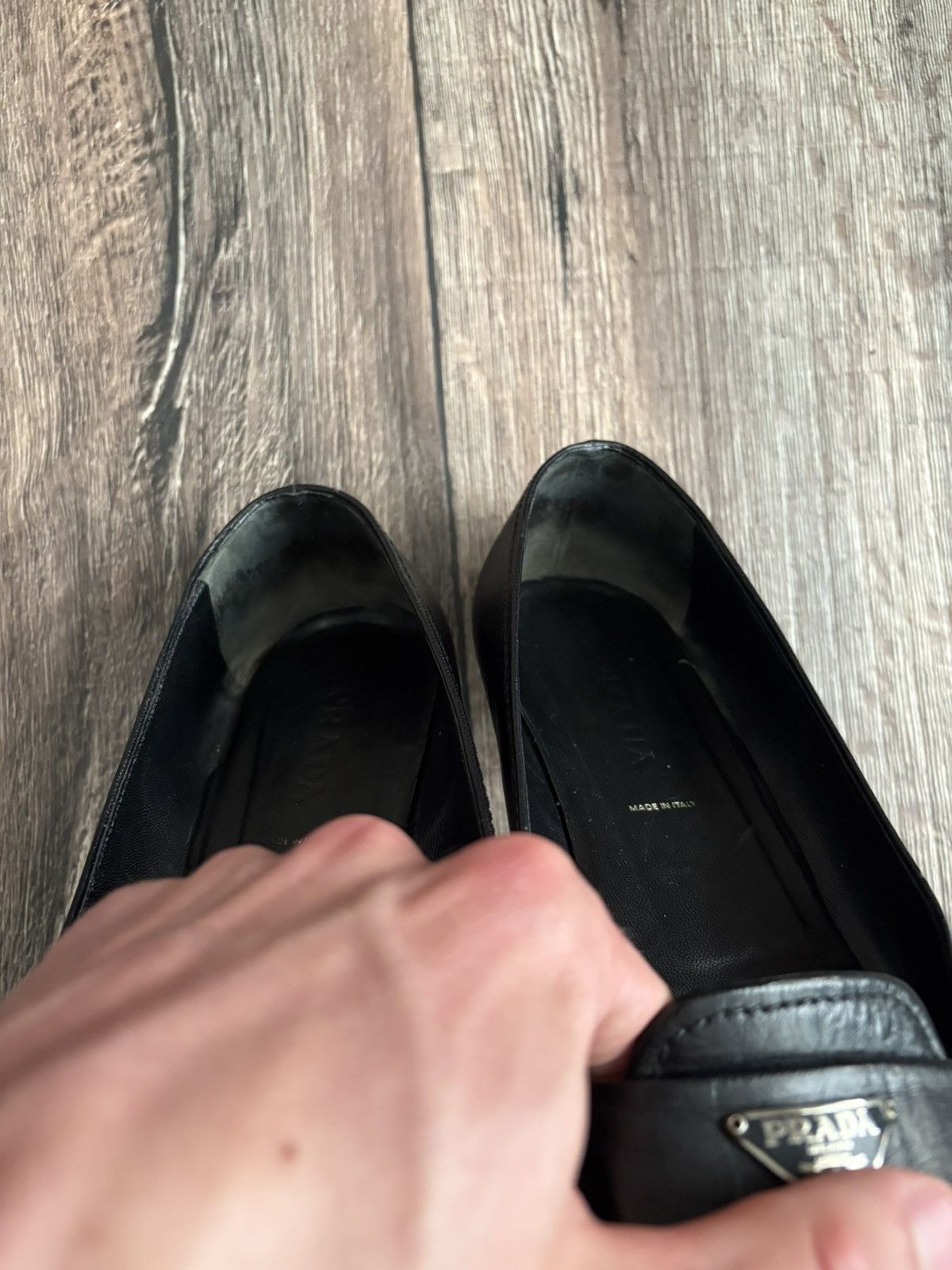 Prada Prada Black Leather Flat Shoes Women’s Square Toe Loafers Size US 9.5 / IT 39.5 - 5 Thumbnail