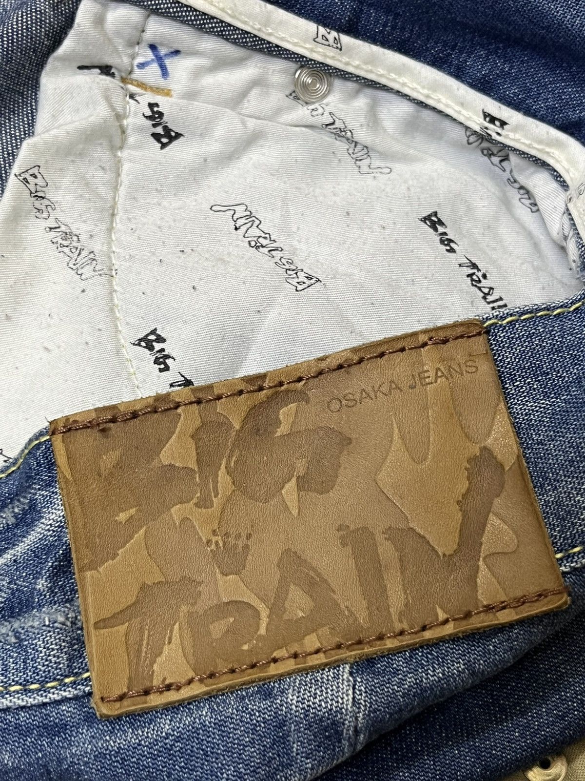 Japanese Brand Japanese y2k BIG TRAIN OSAKA JEANS skull patches dirty jeans Size US 33 - 22 Thumbnail