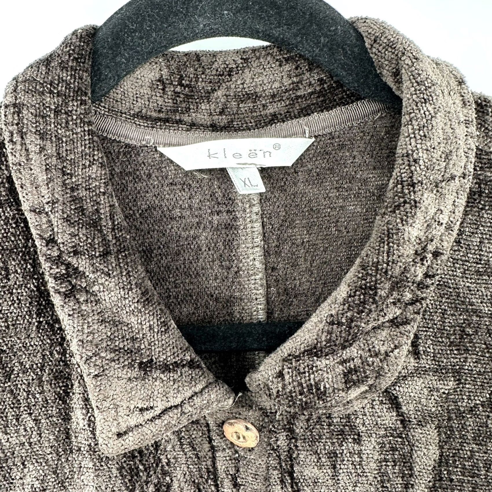 Vintage Kleen Brown Chenille Cardigan Jacket Womens XL Button Front Long Sleeve Pocket Size XL / US 12-14 / IT 48-50 - 2 Thumbnail