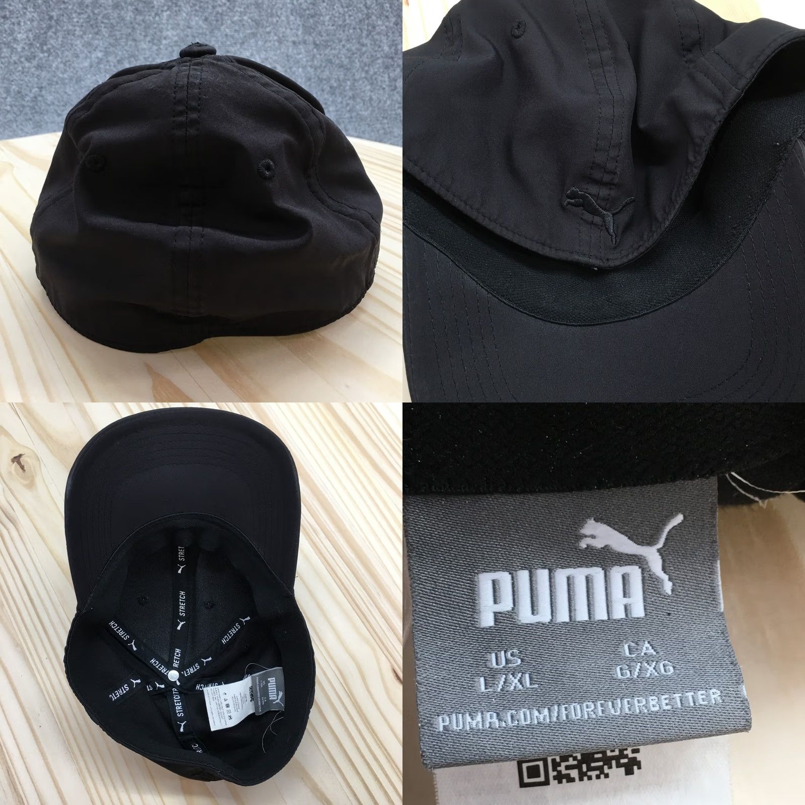 Puma Puma Fitted Cap Hat L/XL Black Curved Bill Metal Evercat Front Embroidered Rear Baseball Cap Mens Size ONE SIZE - 8 Thumbnail