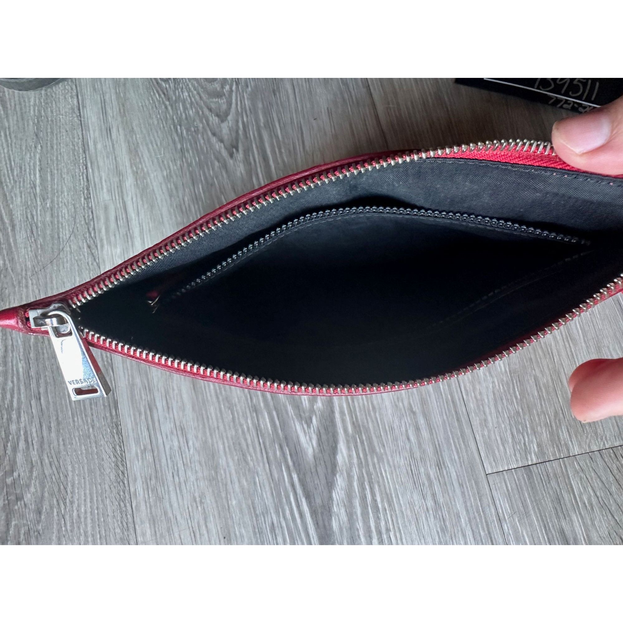 Versace Versace Large Red Logo Print Leather Wristlet Clutch Size ONE SIZE - 11 Thumbnail