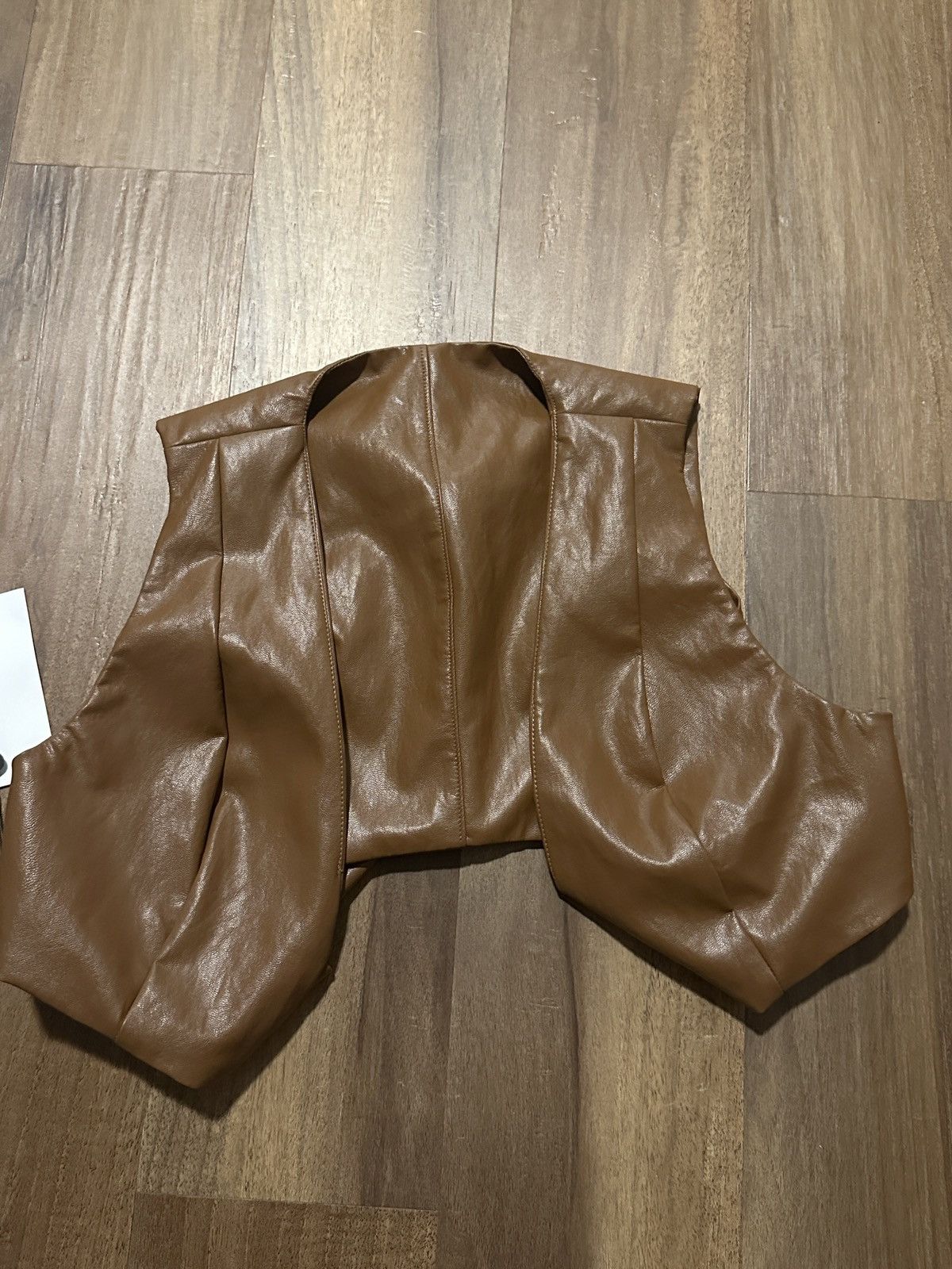 Designer Dint Brown Leather Bustier Size S / US 4 / IT 40 - 2 Thumbnail