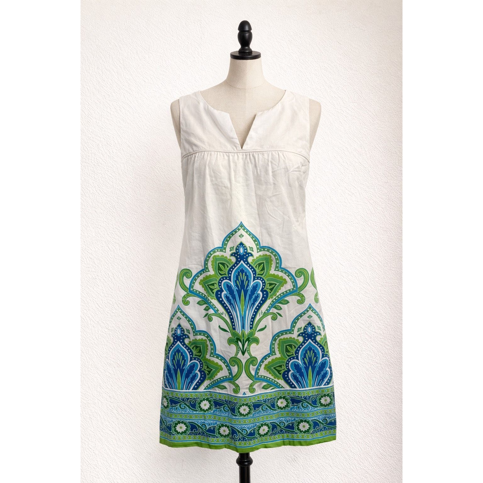 Other London Times Petites Printed Shift Dress White Blue Green Sl Size XL / US 12-14 / IT 48-50 - 1 Thumbnail