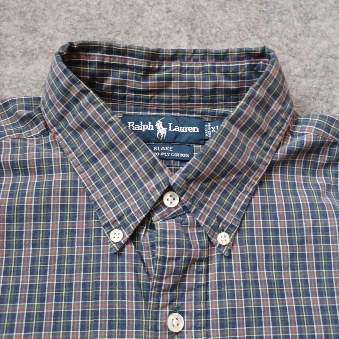 Ralph Lauren VINTAGE Ralph Lauren Shirt Mens XL Blue Plaid Blake Two Ply Cotton Button Down Size US XL / EU 56 / 4 - 6 Thumbnail