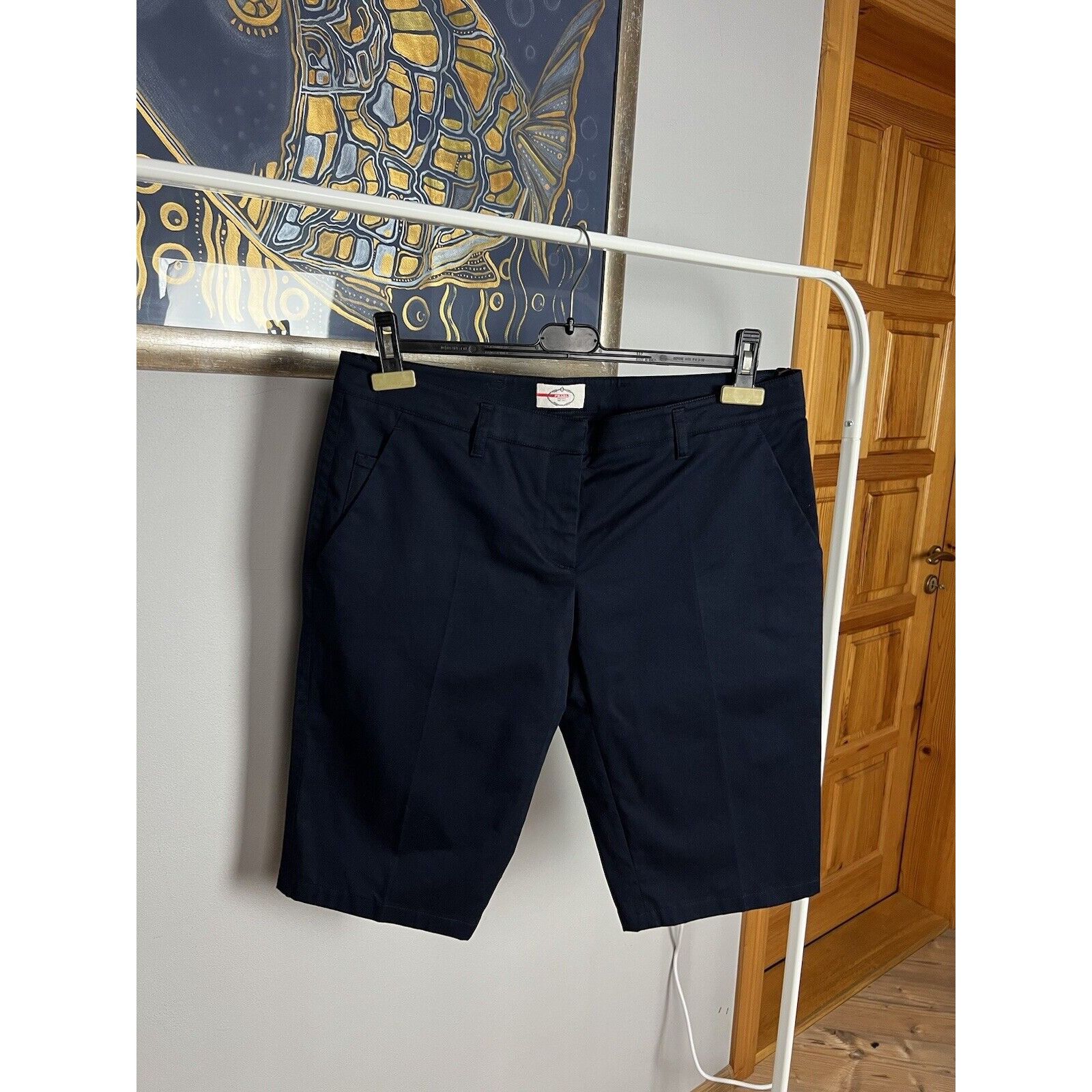 Prada MINT! Prada Red Tab Women`s Blue Straight Classic Shorts Siz Size 32" / US 10 / IT 46 - 1 Thumbnail