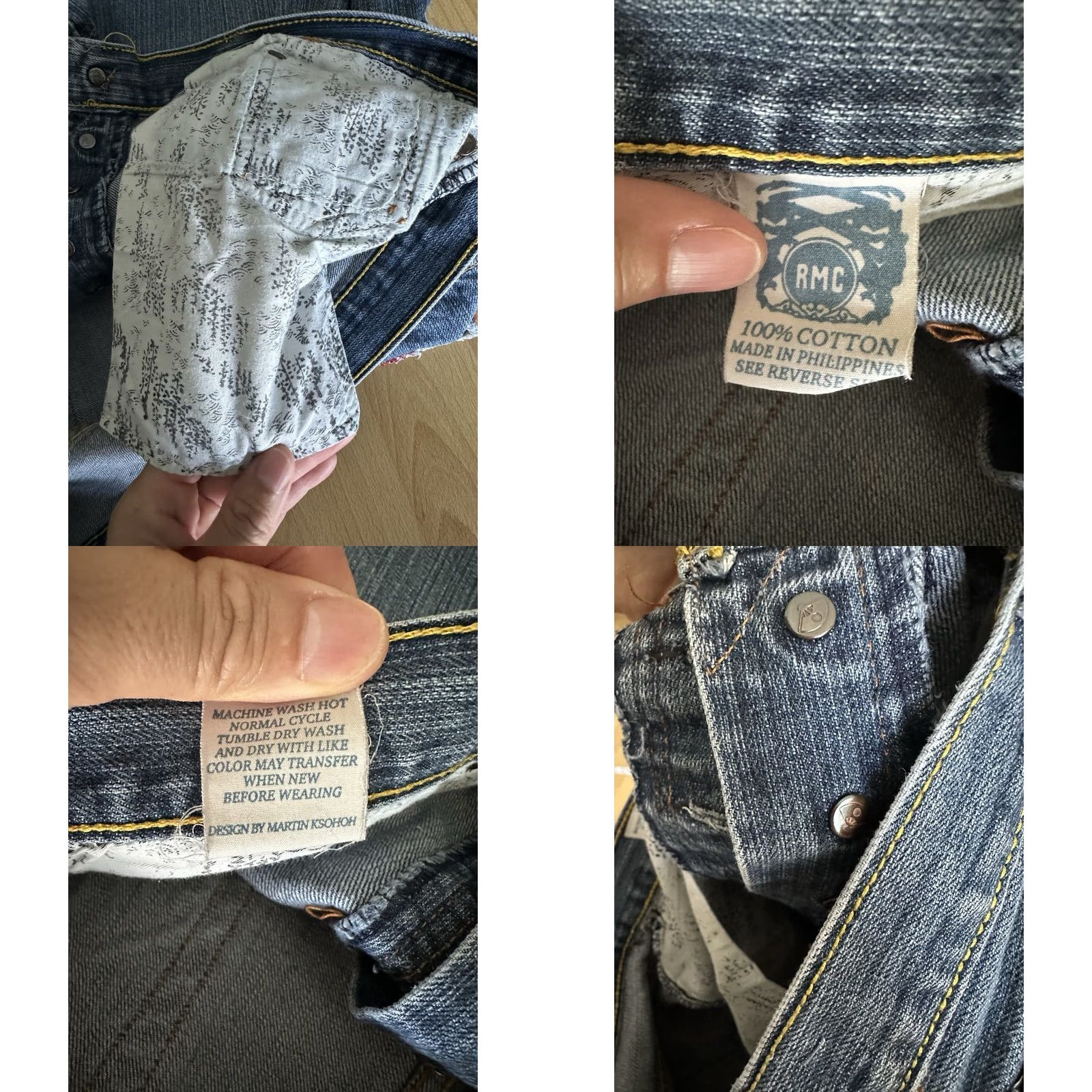 RMC Jeans VINTAGE Red Monkey Jeans Mens 5-Pocket Denim Straight Regular Blue Y2K Skater Embroidered Hip Hop Fall Spring Summer Winter 38 Mens Size US 38 / EU 54 - 8 Thumbnail