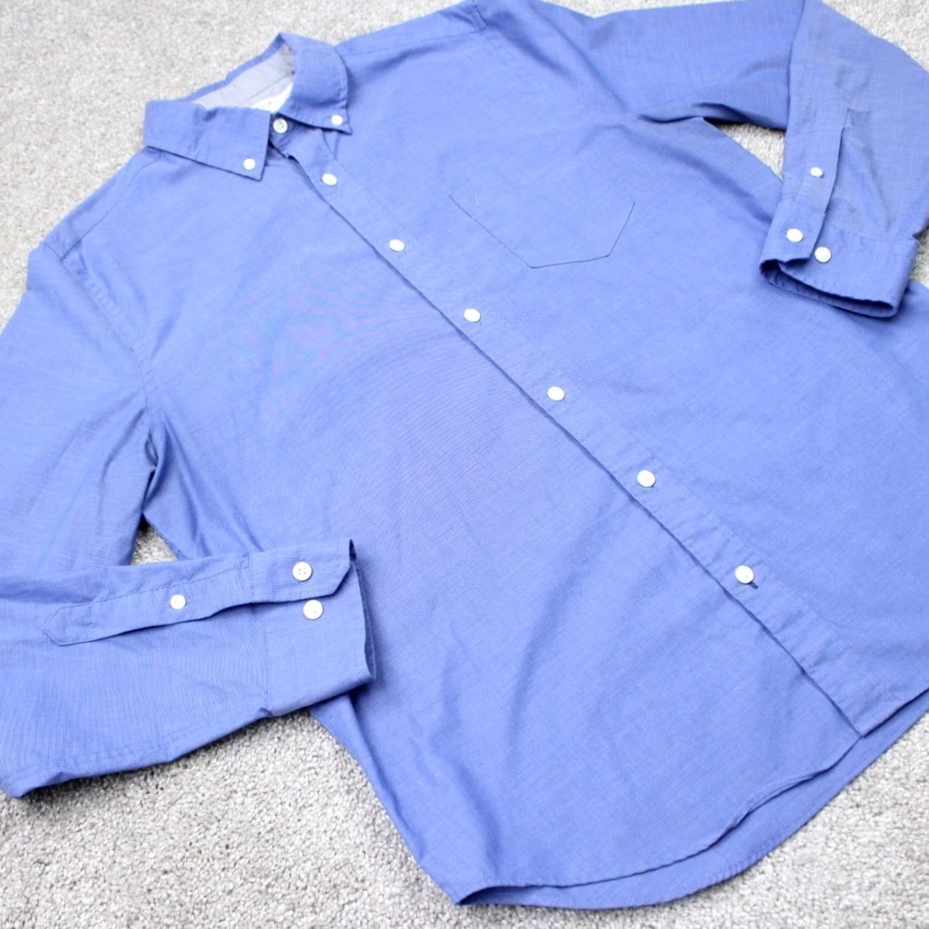 Nautica Nautica Shirt Mens Large Blue Slim Fit Button-Up Long Sleeve Cotton Spandex 98% Cotton 2% Stretch Size US L / EU 52-54 / 3 - 5 Thumbnail