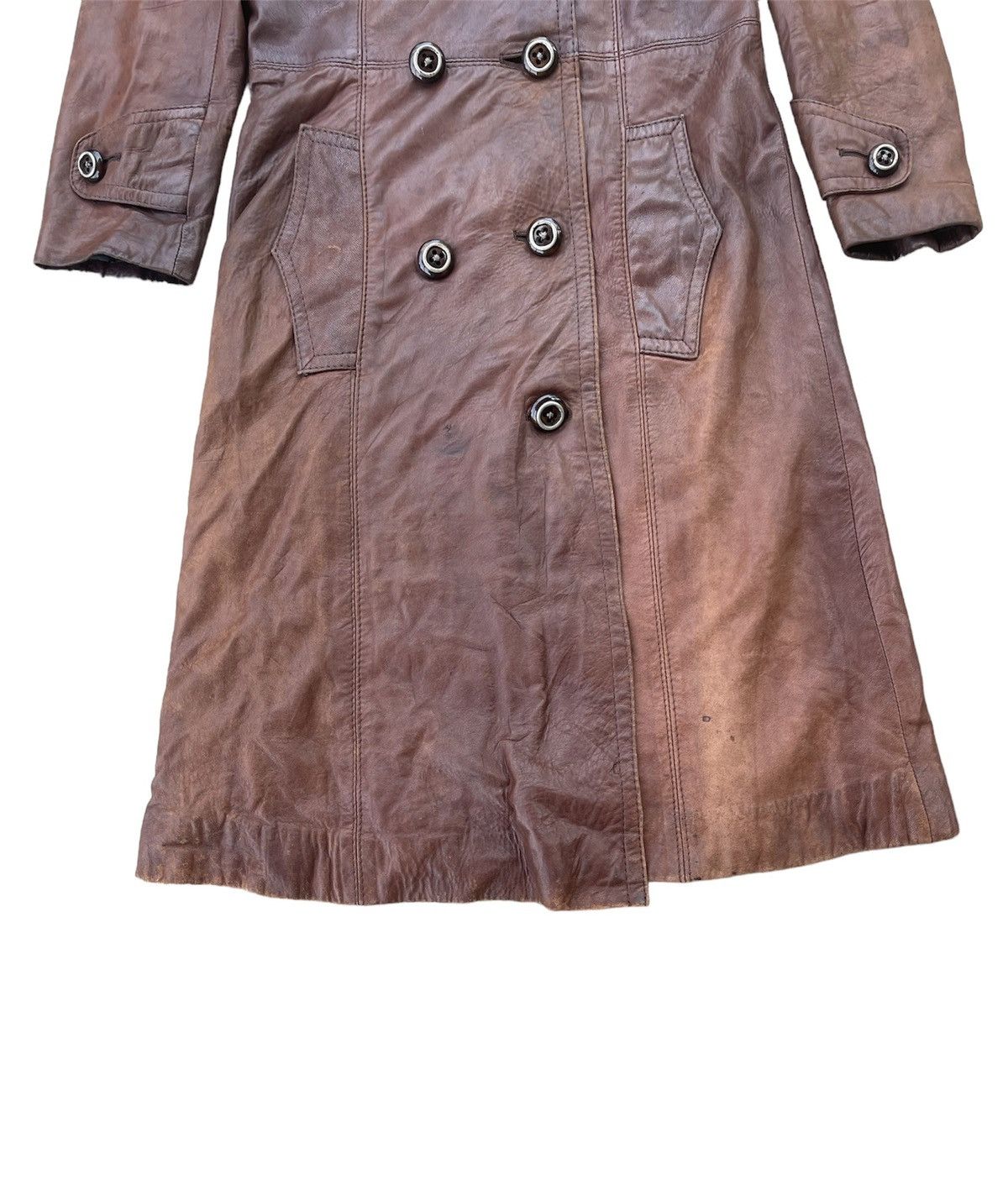Genuine Leather Nobuo Boutique Japanese Leather Coat Double Breasted, Unique Size S / US 4 / IT 40 - 6 Thumbnail