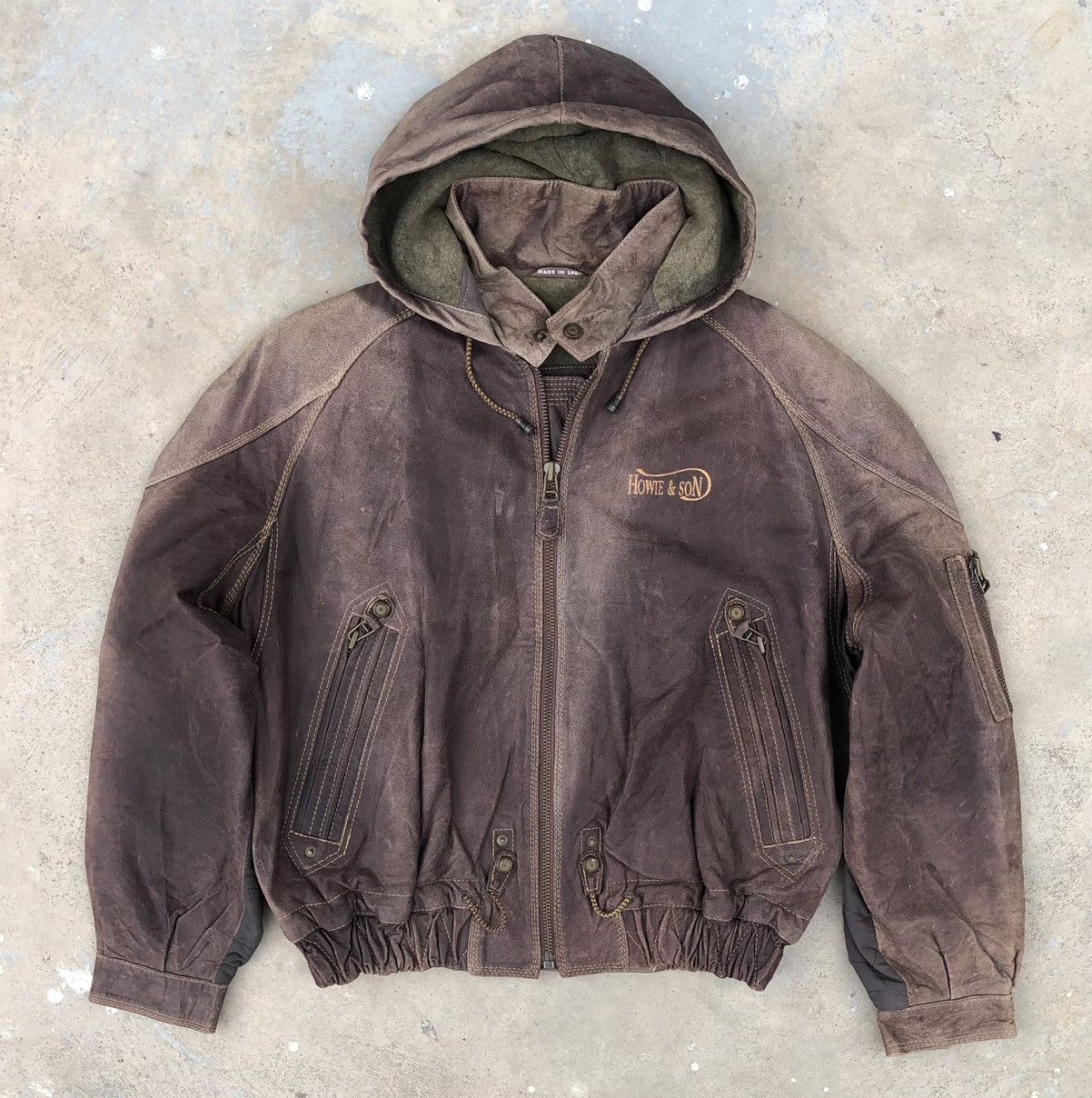 Vintage Vintage 80s Howie & Son Men’s Leather Hooded Jacket Size US M / EU 48-50 / 2 - 12 Thumbnail