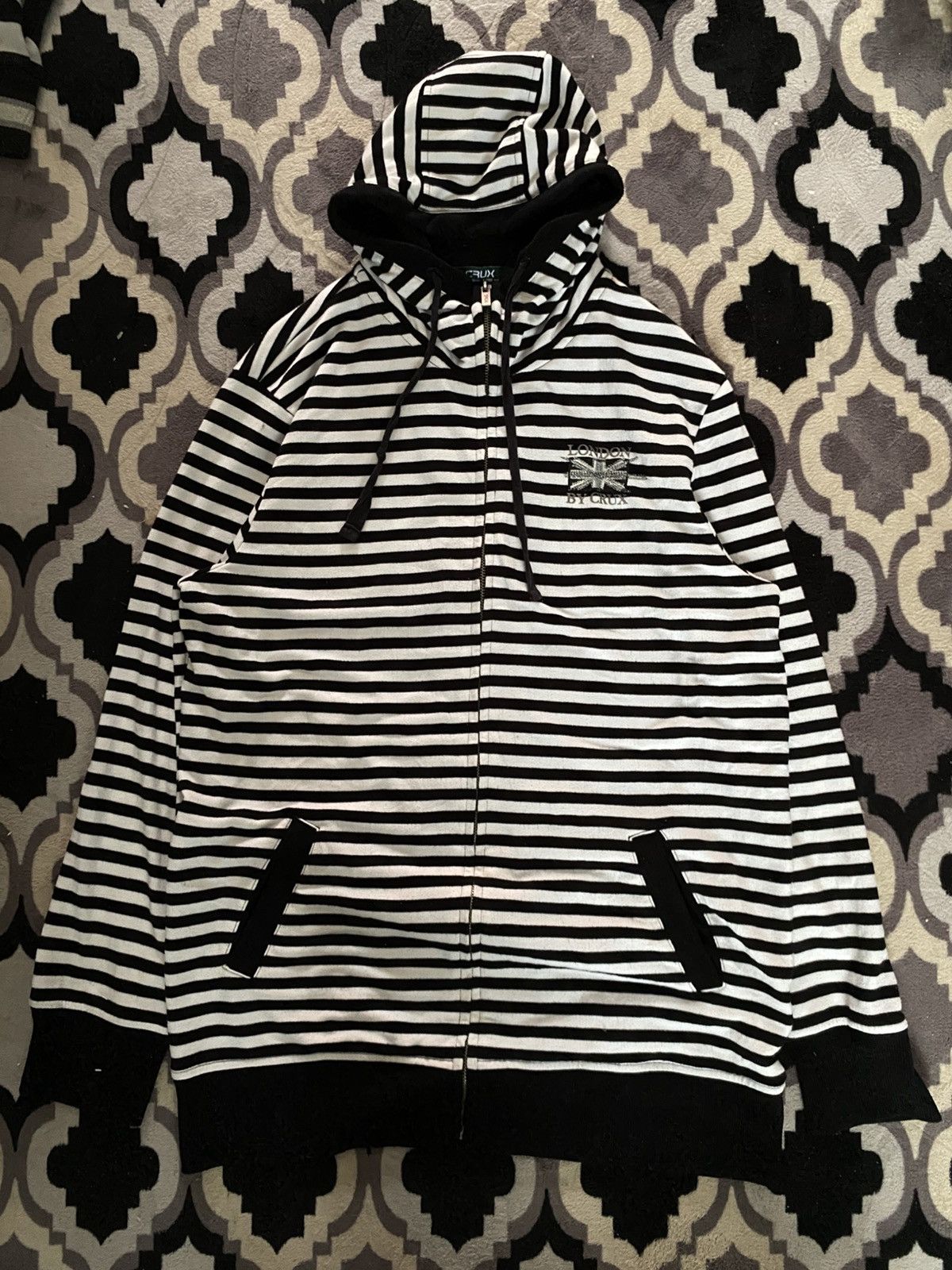 If Six Was Nine × Japanese Brand × Le Grande Bleu (L.G.B.) London crux poem striped hoodie Size US L / EU 52-54 / 3 - 1 Thumbnail