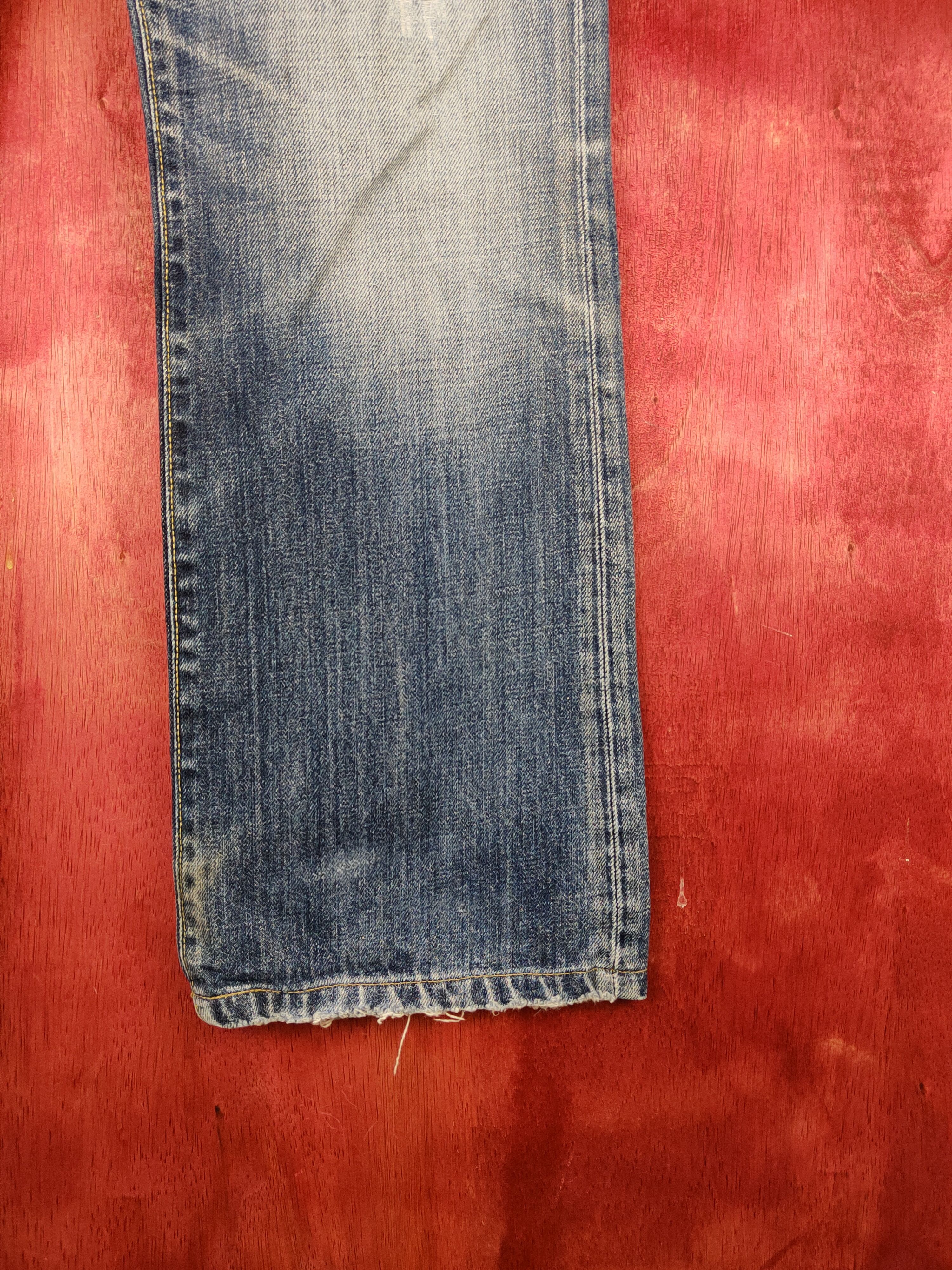 Japanese Brand Uniqlo Blue Faded Distressed Ripped Boot Cut Jeans #S1674 Size US 32 / EU 48 - 6 Thumbnail