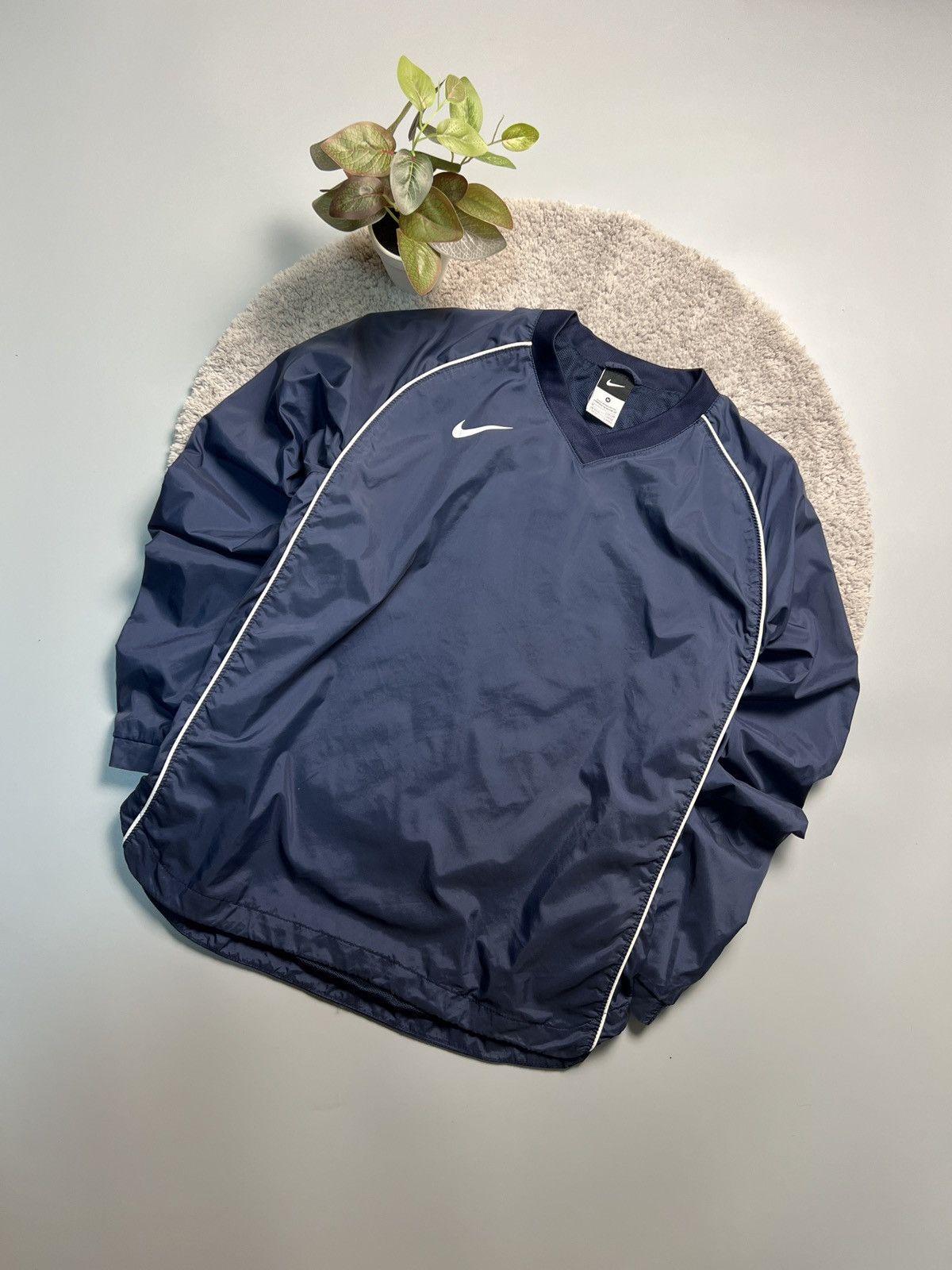 Nike × Vintage Vintage Y2K Nike Heavy Nylon Drill Sweatshirt Size US M / EU 48-50 / 2 - 1 Thumbnail
