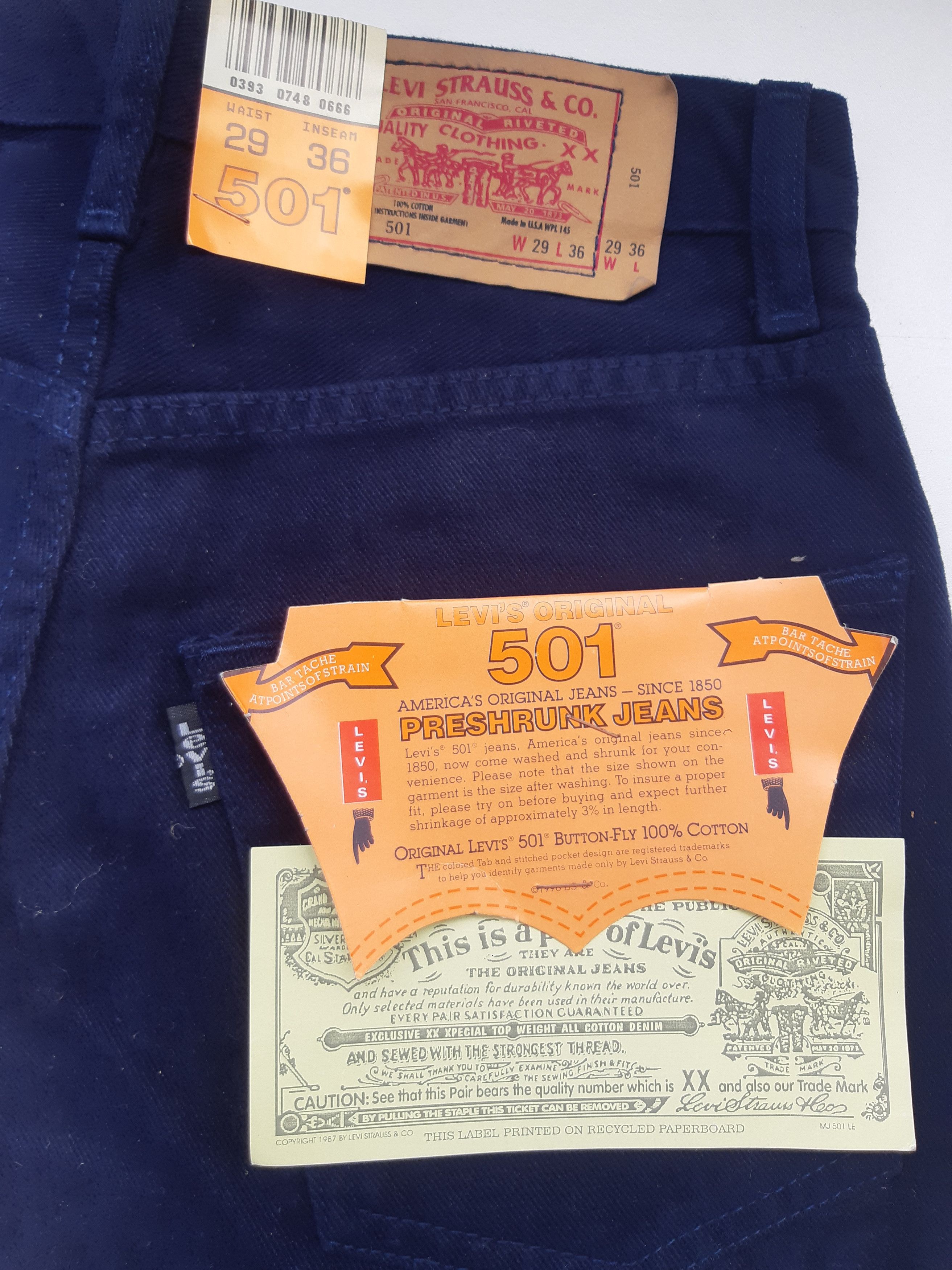 Levi's Vintage 2001 LEVIS 501 Jeans Italy size W29 L36 NWT Size 29" - 6 Thumbnail