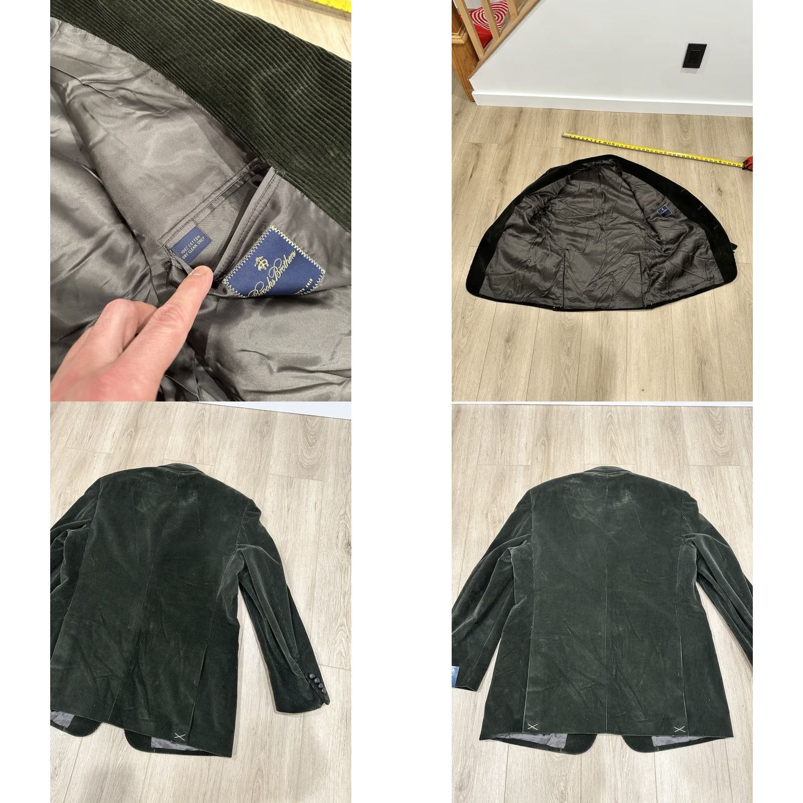 Brooks Brothers VINTAGE Brooks Brothers Sport Coat Jacket Corduroy Green 46L Mens Notch Lapel Two-Button Long Sleeve Regular Fit Dress Blazer Front Flat Front Solid Size 46R - 9 Thumbnail