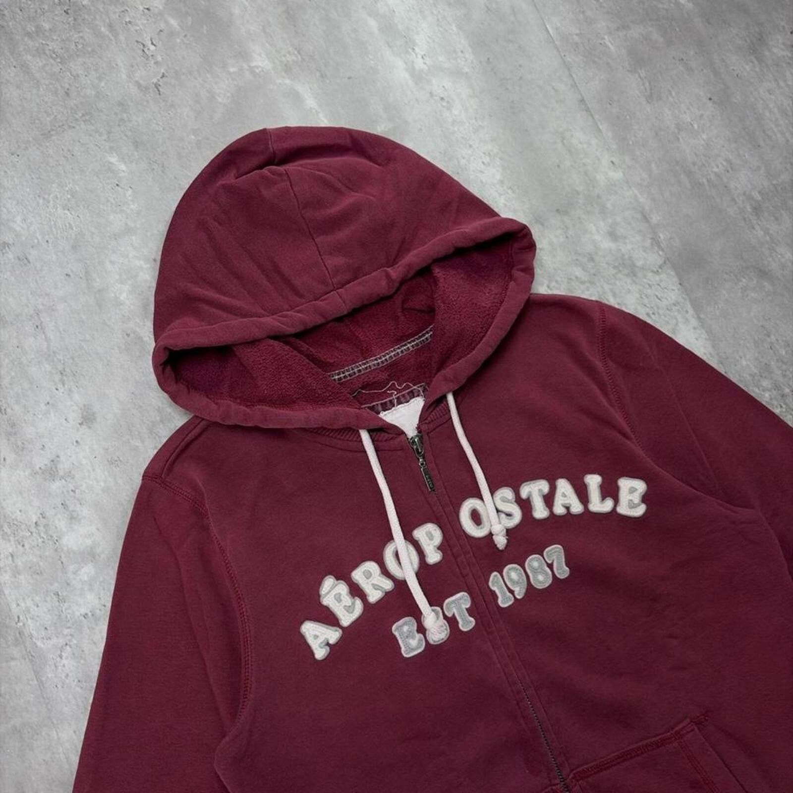 Aeropostale Y2K Burgundy Aeropostale Grunge Skater Zip Up Hoodie Size XL / US 12-14 / IT 48-50 - 5 Thumbnail