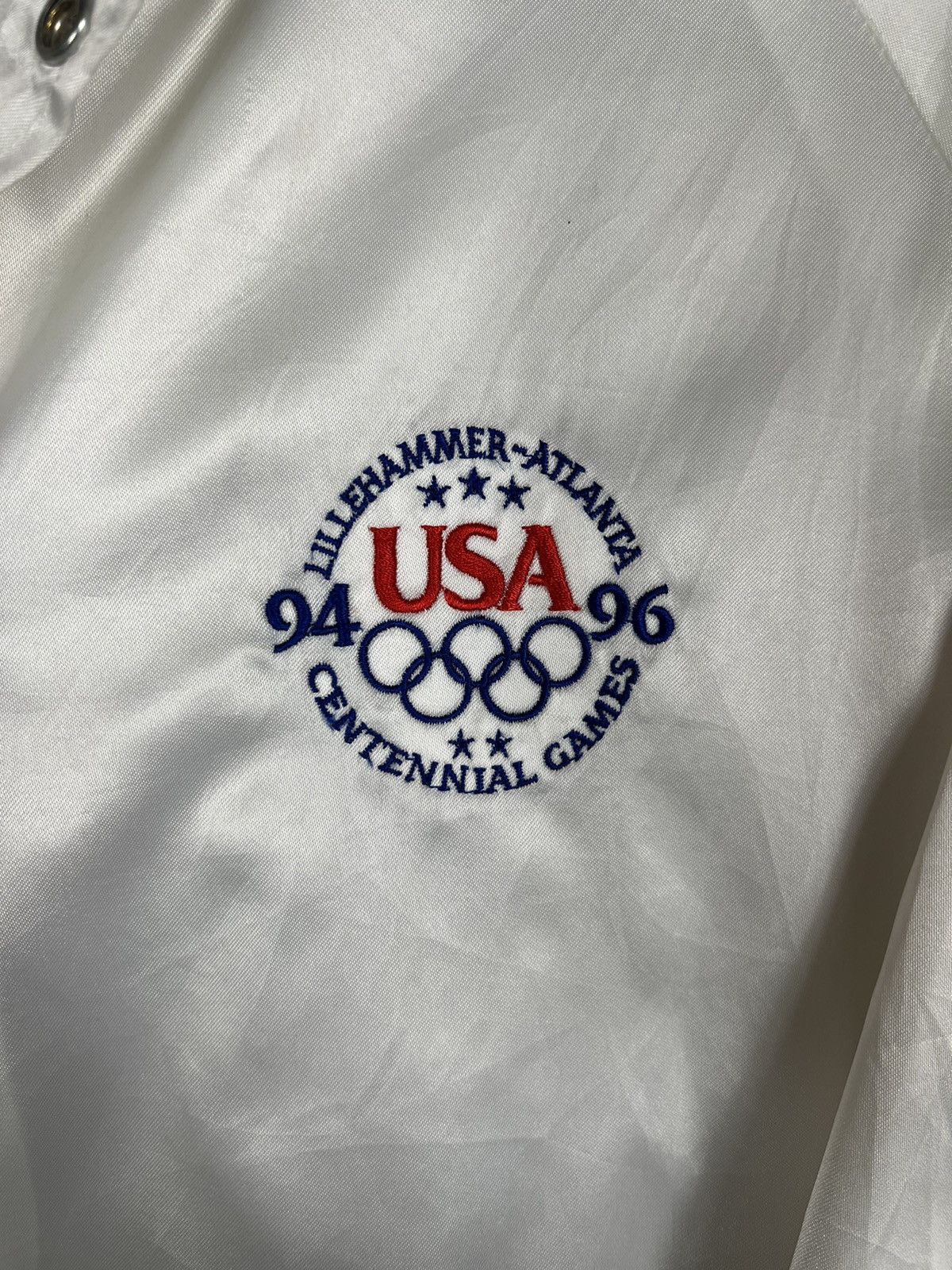 USA Olympics 🔥 VINTAGE USA OLYMPIC ATLANTA SATIN BOMBER JACKET Size US XL / EU 56 / 4 - 6 Thumbnail