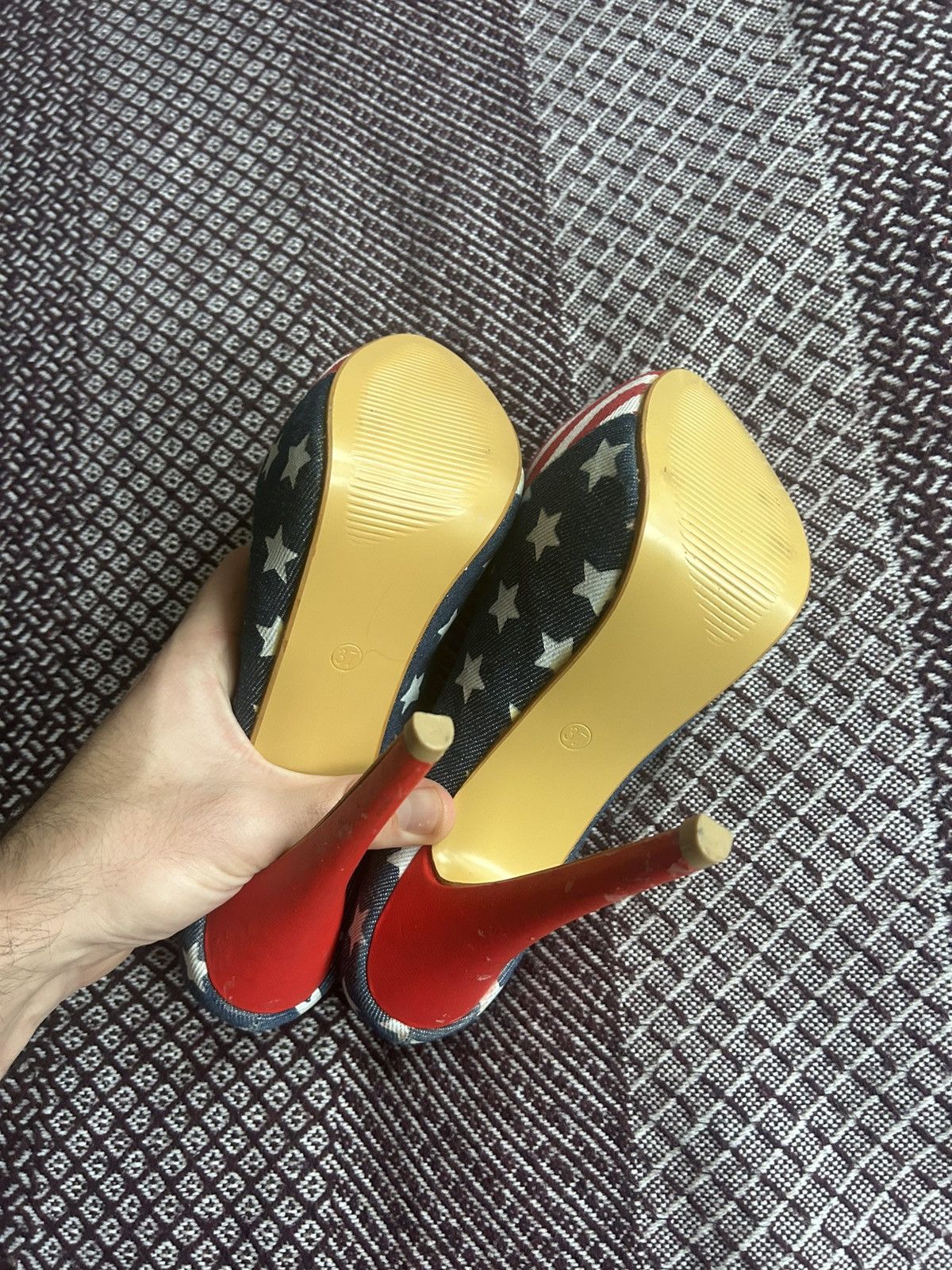 Vintage Vintage Women Heels American Flag Y2K Style Crazy Item Sz 37 Size US 6.5 / IT 36.5 - 11 Thumbnail