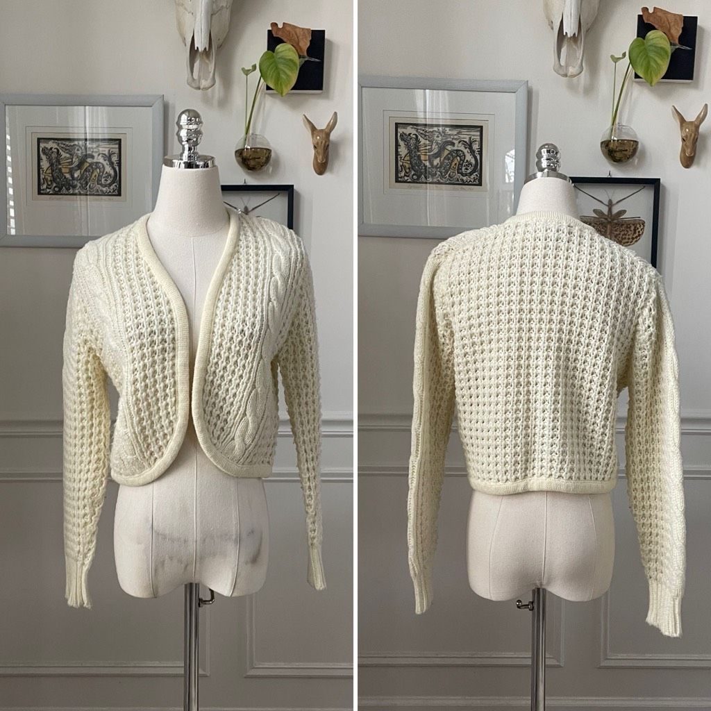 Vintage Vintage 80s Exclusive Imports Cropped Cardigan Sweater Fishe Size S / US 4 / IT 40 - 1 Thumbnail