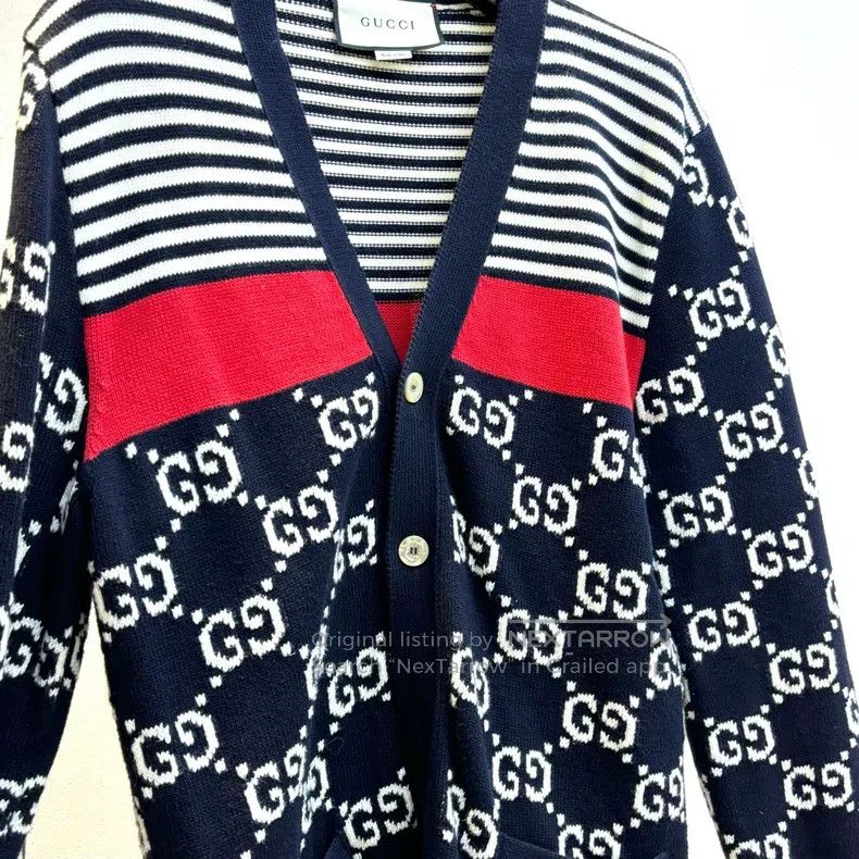 Gucci Gucci SizeOS FW21 Logo stitching V-neck single-breasted kni Size US M / EU 48-50 / 2 - 7 Thumbnail