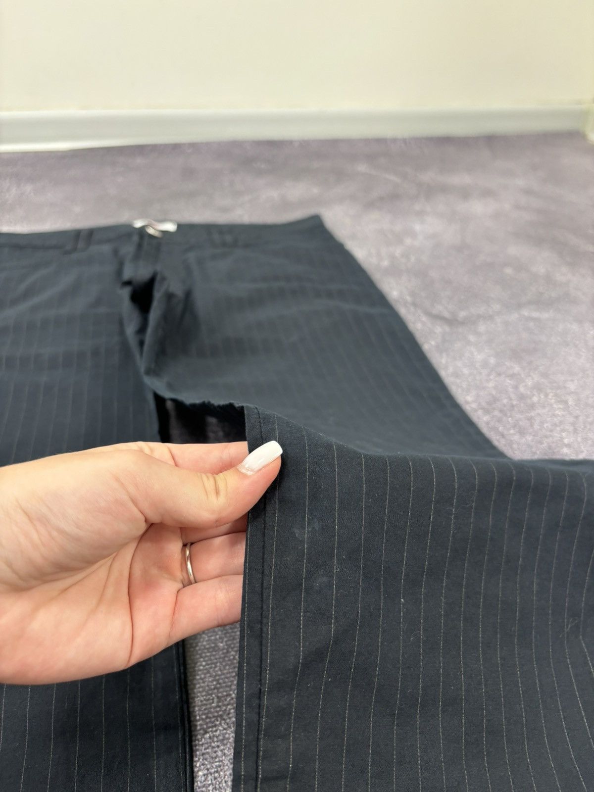 Versace Jeans Couture Versace Jeans Couture Women’s Pinstripe Navy Cotton Pants Size 32" / US 10 / IT 46 - 5 Thumbnail