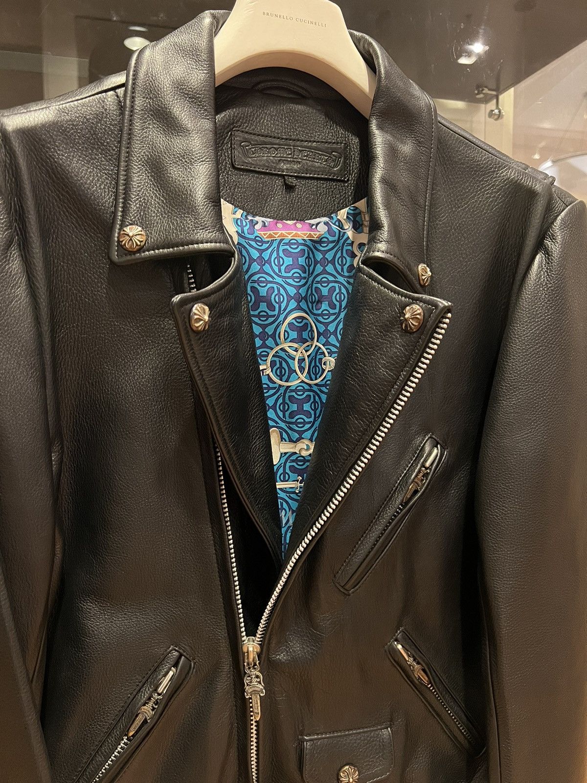 Chrome Hearts Chrome Hearts Leather JJ Dean Moto Jacket Hermes Silk Liner Size US L / EU 52-54 / 3 - 3 Thumbnail