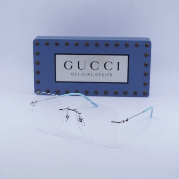 Gucci Gucci GG0683O 002 Eyeglasses Silver 55mm Square Frame Size ONE SIZE - 1 Thumbnail