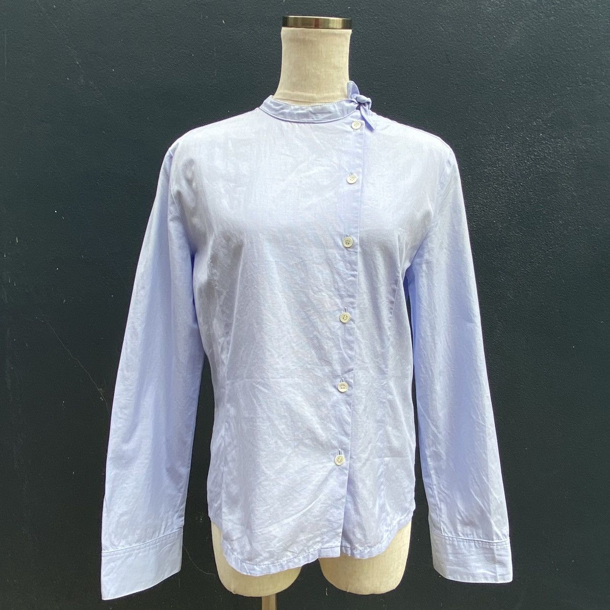 Issey Miyake I.S. Light Blue Asymmetrical Button-Up Blouse Size M / US 6-8 / IT 42-44 - 12 Thumbnail