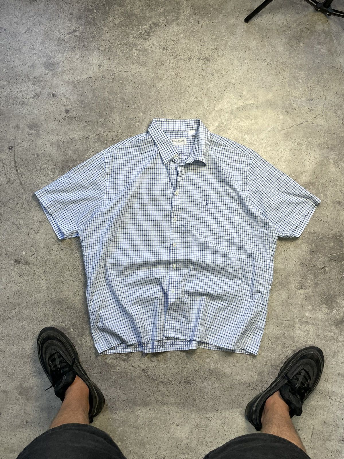 Yves Saint Laurent Vintage Yves Saint Laurent YSL Check Short Sleeve Shirt Size US XL / EU 56 / 4 - 1 Thumbnail