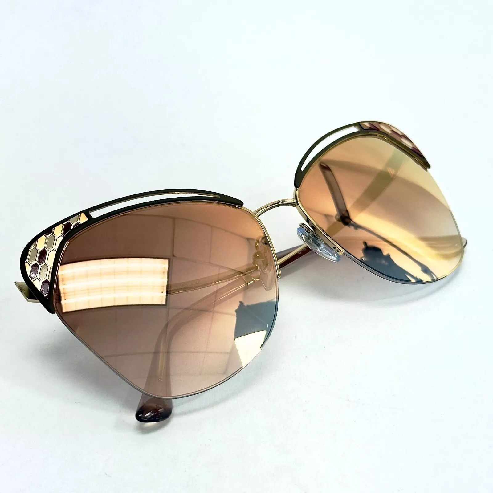 Bvlgari BVLGARI Serpenti BV6161 Pink Mirrored Enamel Sunglasses 6161 Size ONE SIZE - 6 Thumbnail