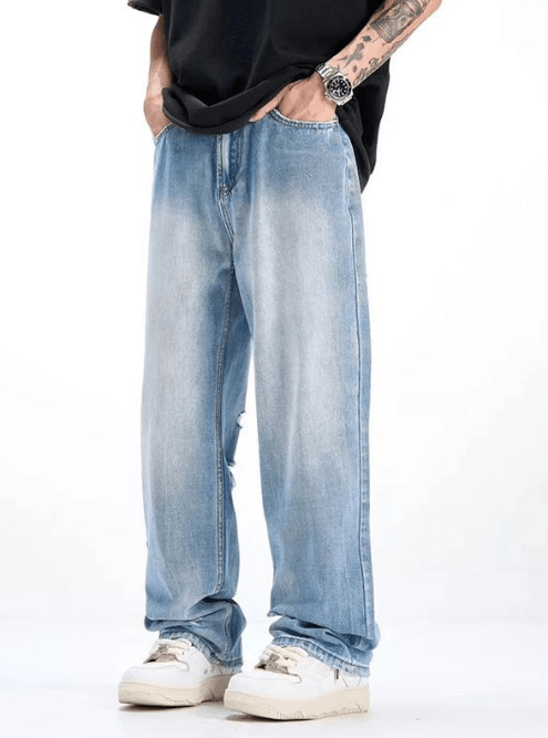 Japanese Brand × Jean Japanese retro simple washed light color ripped jeans Size US 32 / EU 48 - 3 Thumbnail