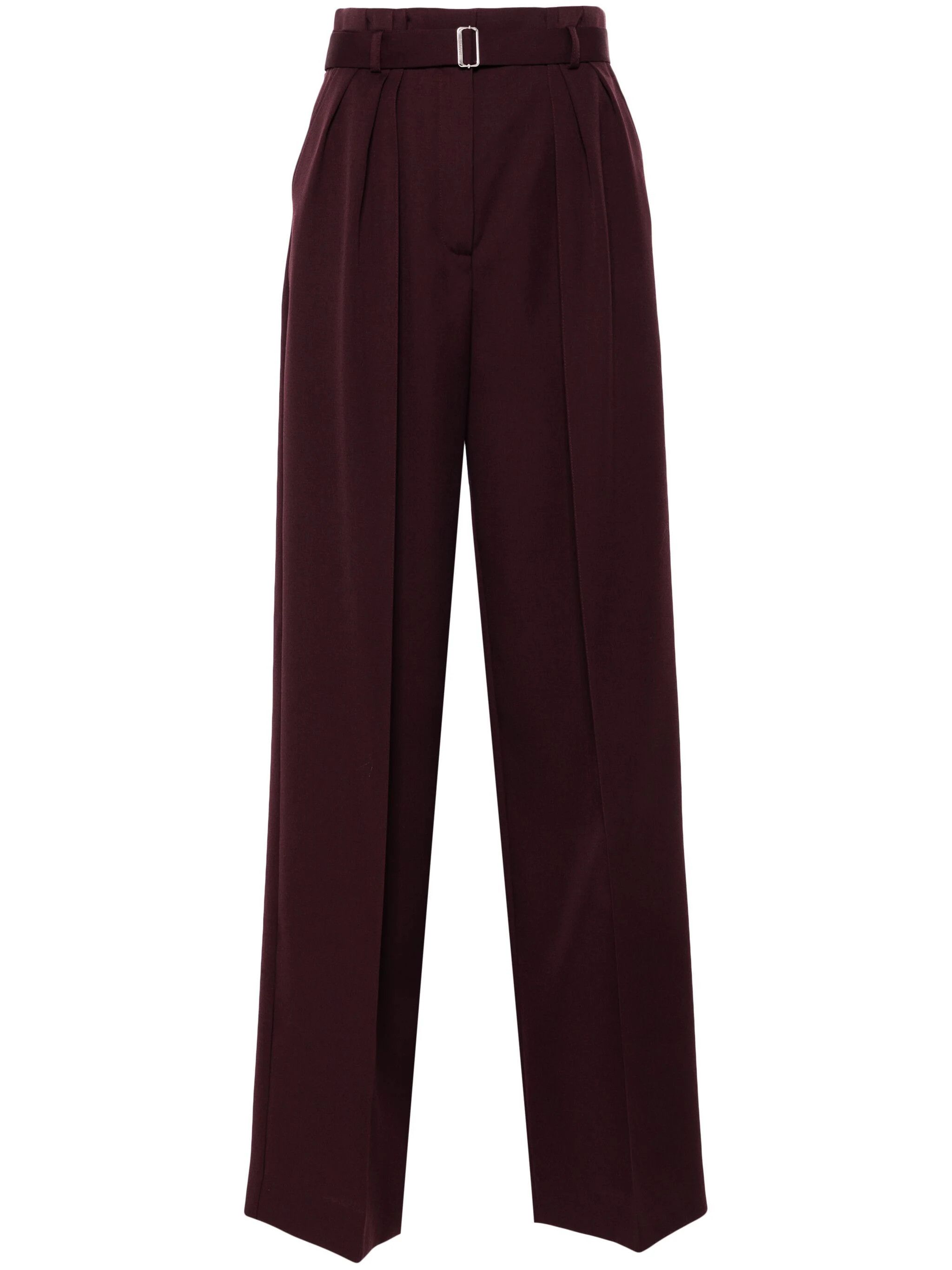 Lanvin o1s22i1n1024 Wide-Leg Pants in Burgundy Size 26" / US 2 / IT 38 - 1 Thumbnail