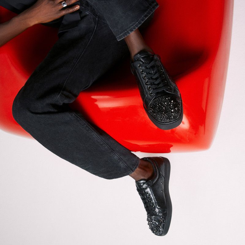Christian Louboutin os11x0226 Louis Junior P Strass Eternity Trainers In Black Size US 13 / EU 46 - 3 Thumbnail