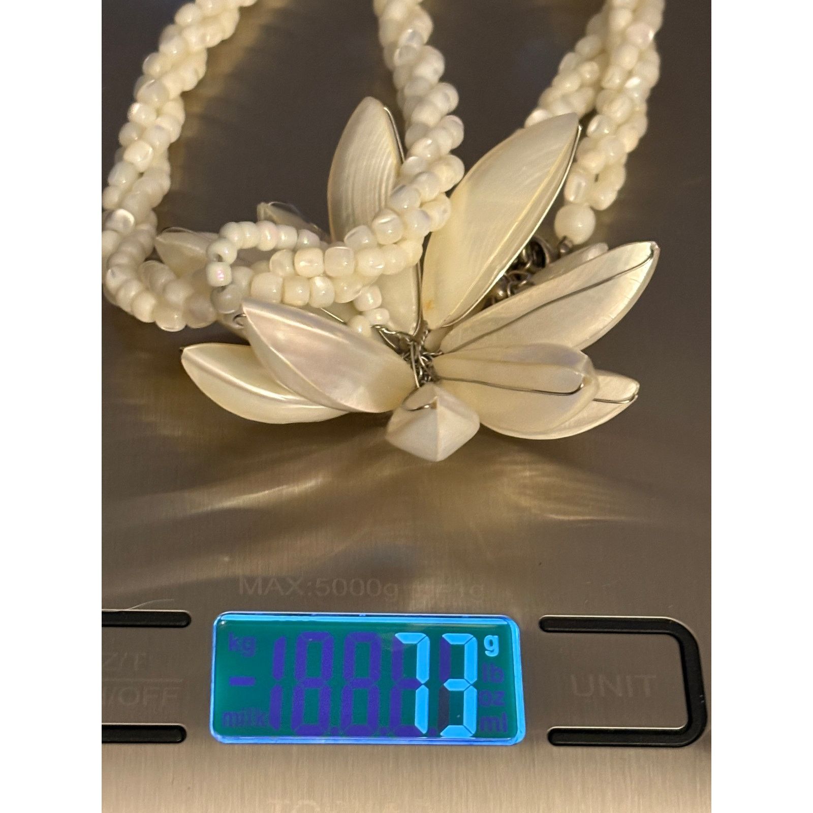 Other Vintage Mother of Pearl Flower Necklace White Beaded 19" Size ONE SIZE - 10 Thumbnail