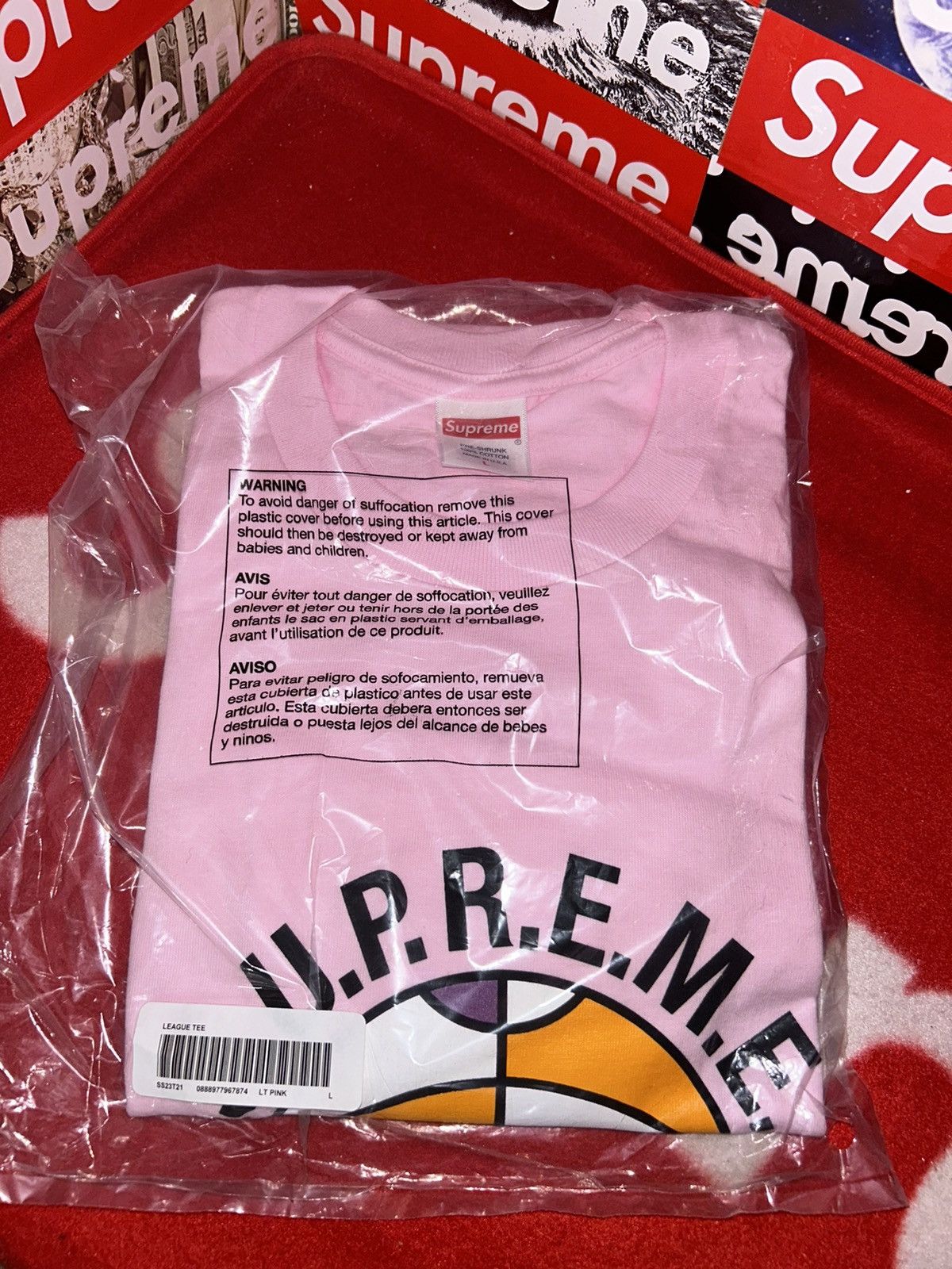 Supreme Supreme League Tee Pink SS23 size Large NEW Size US L / EU 52-54 / 3 - 1 Thumbnail