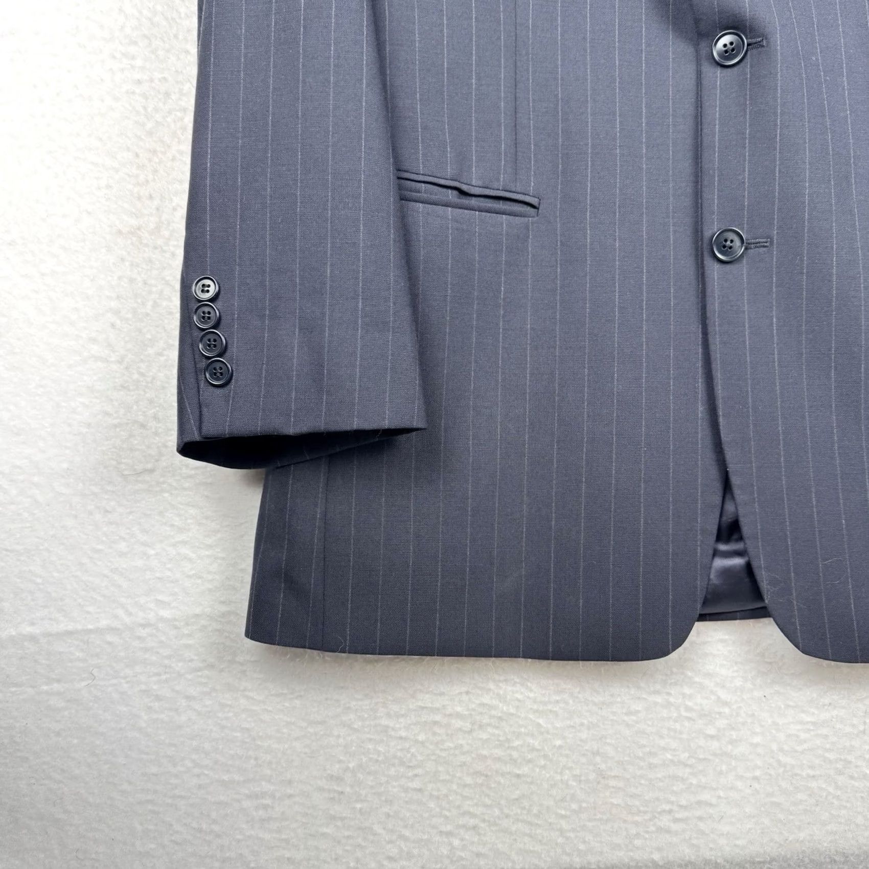 Brooks Brothers Brooks Brothers 346 Stretch Mens Suit 2 Piece Navy Blue Pinstripe Wool Blend Blazer Jacket Notch Lapel 2-Button Regular 40R Women? Mens Size 40R - 2 Thumbnail
