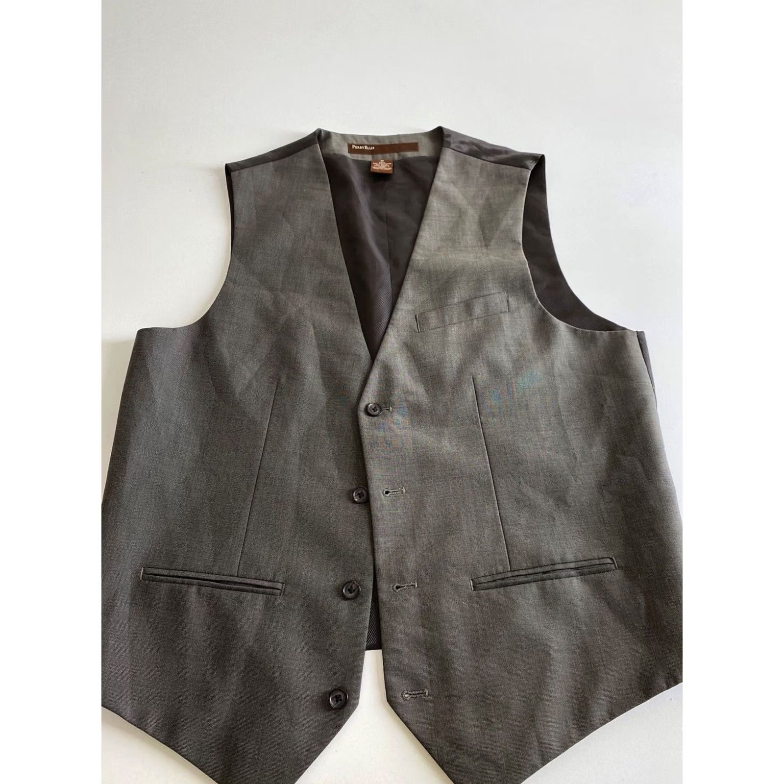 Perry Ellis Perry Ellis Grayish Poly Button Vest Medium M VEST Shirt Mens Vest Size US M / EU 48-50 / 2 - 2 Thumbnail