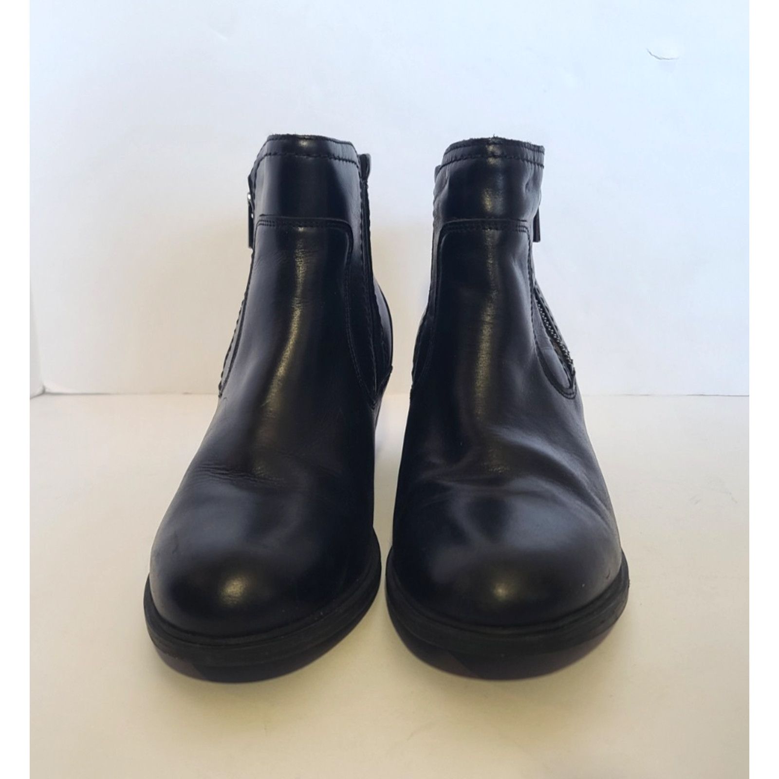 Clarks Clarks Womens Black Leather Neva Zip Wide Ankle Boots US 11 Size US 11 / IT 41 - 4 Thumbnail