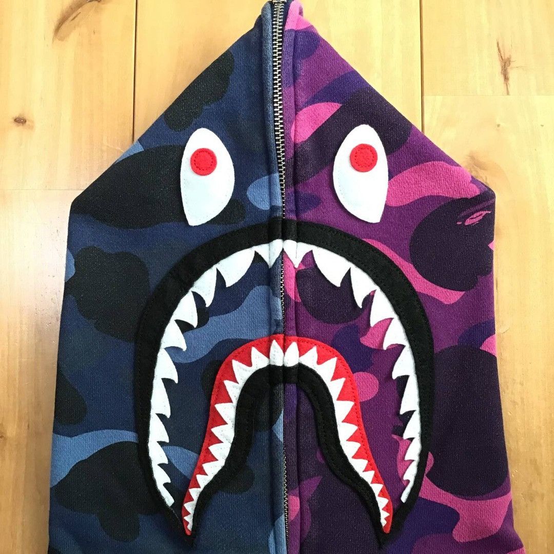 Bape BAPE Purple camo x Blue camo separate shark full zip hoodie Size US XL / EU 56 / 4 - 4 Thumbnail