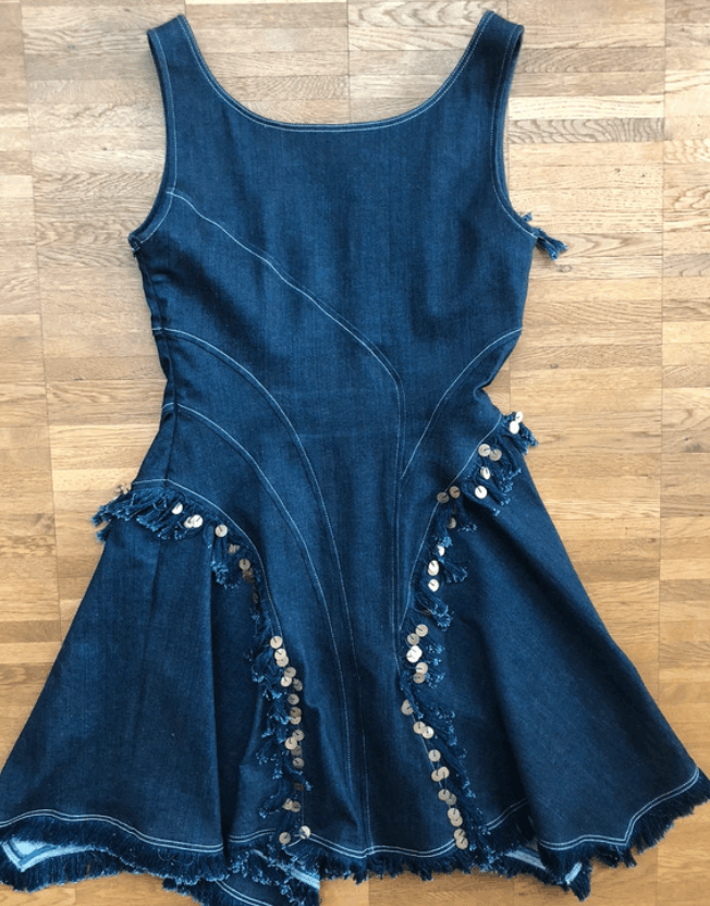Roberto Cavalli Jean Dress Graphic Long Denim 2000s EX0153