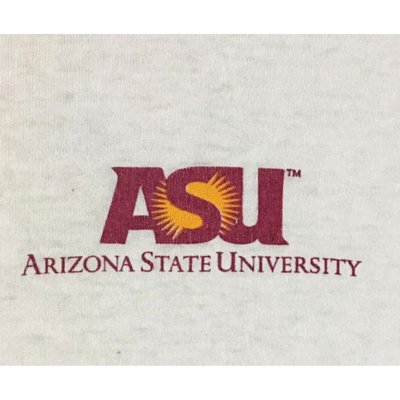 Vintage VINTAGE Arizona State University Shirt L Mens White 90s 80s Distressed Faded Single Stitch Grunge Track & Field Ball Football Sun Devils USA College Size US L / EU 52-54 / 3 - 4 Thumbnail