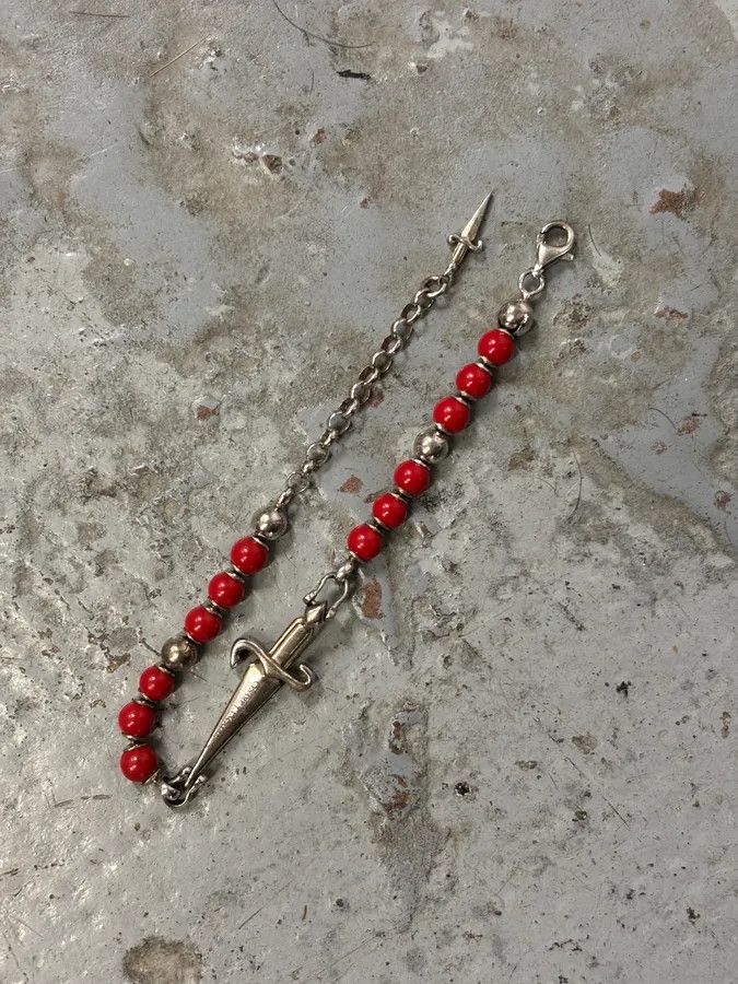 Vintage Cesare Paciotti Red Beaded Cross Charm Bracelet Size ONE SIZE - 5 Thumbnail
